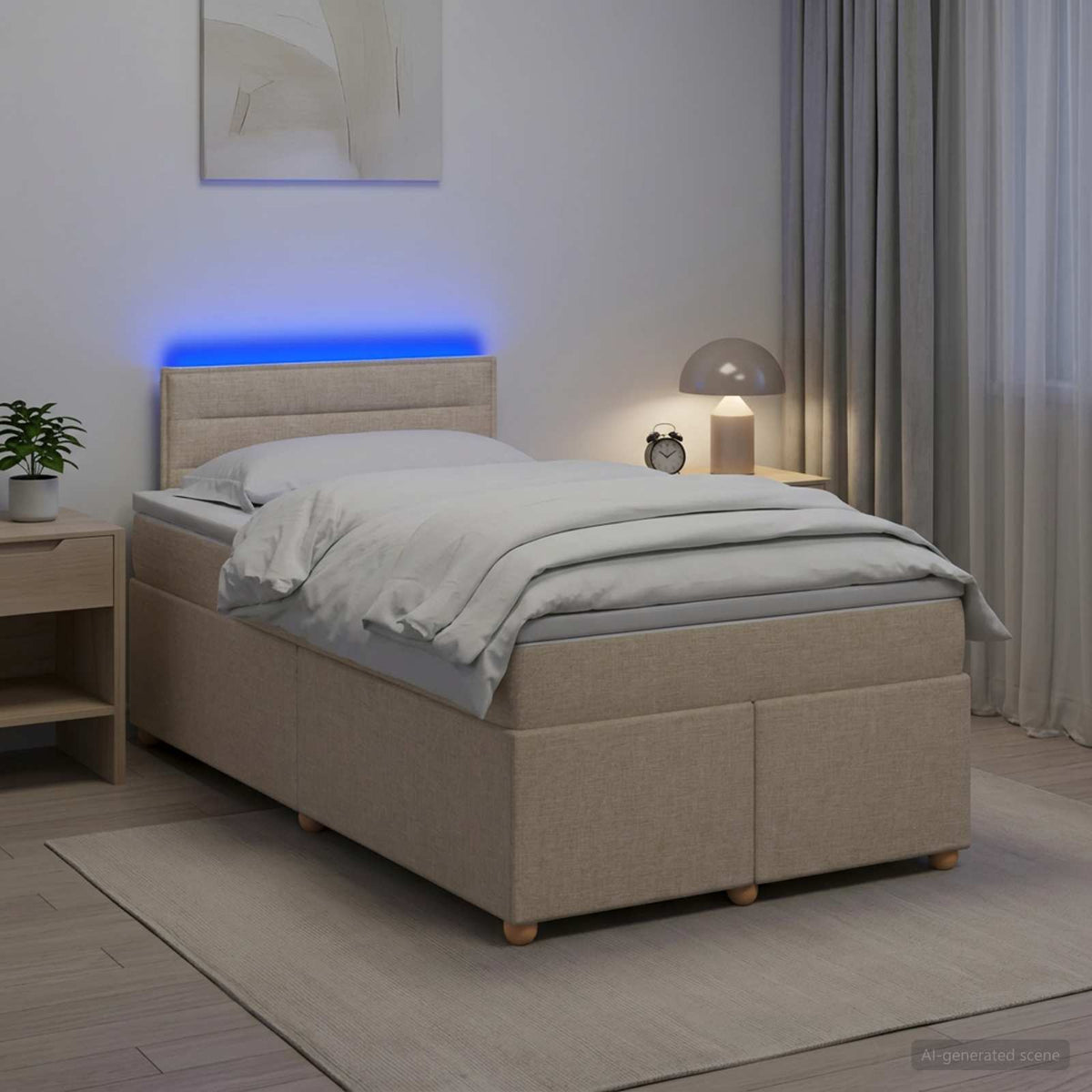 Lit boxspring avec matelas Crème 120 x 190 cm Tissu