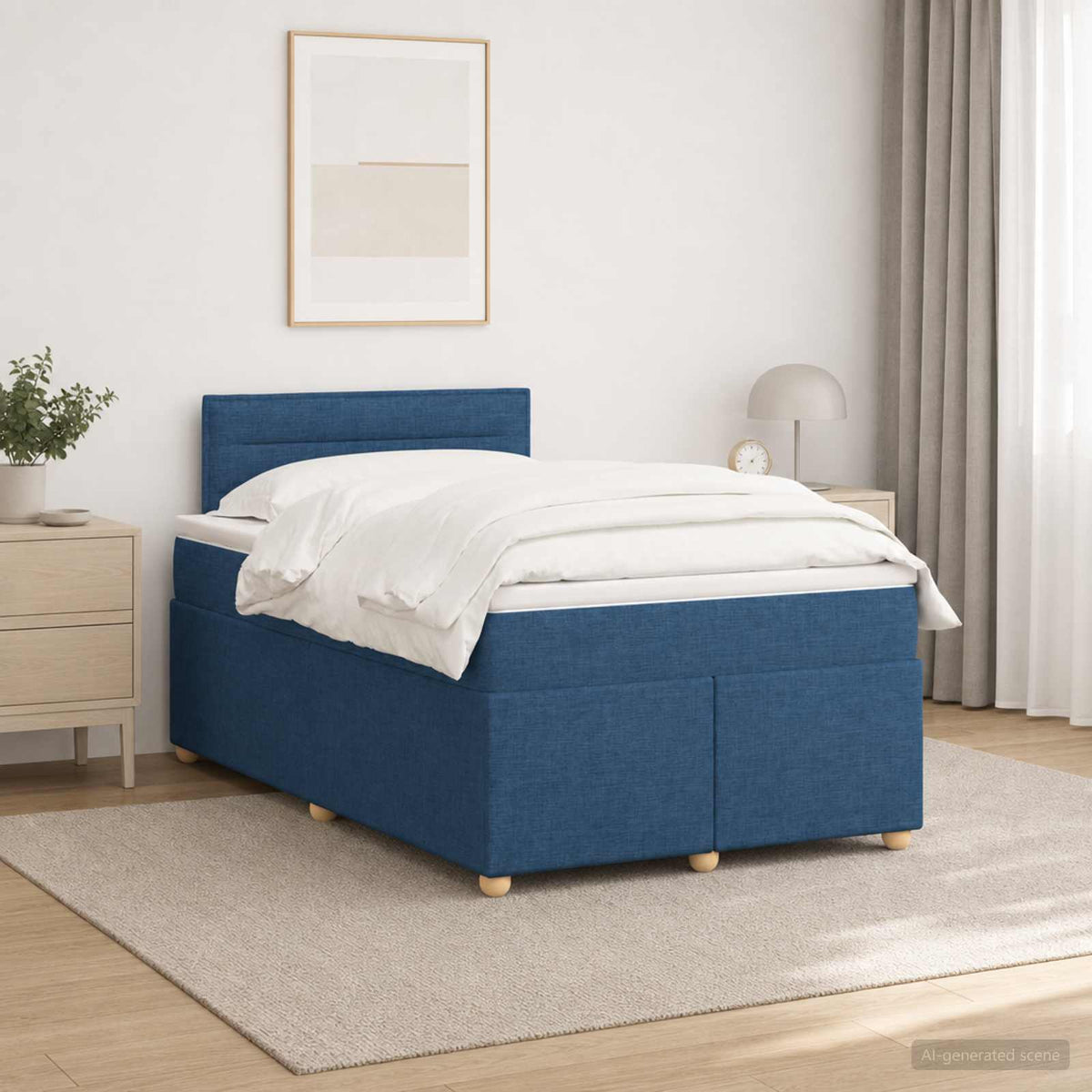 Lit boxspring avec matelas Bleu 120 x 190 cm Tissu