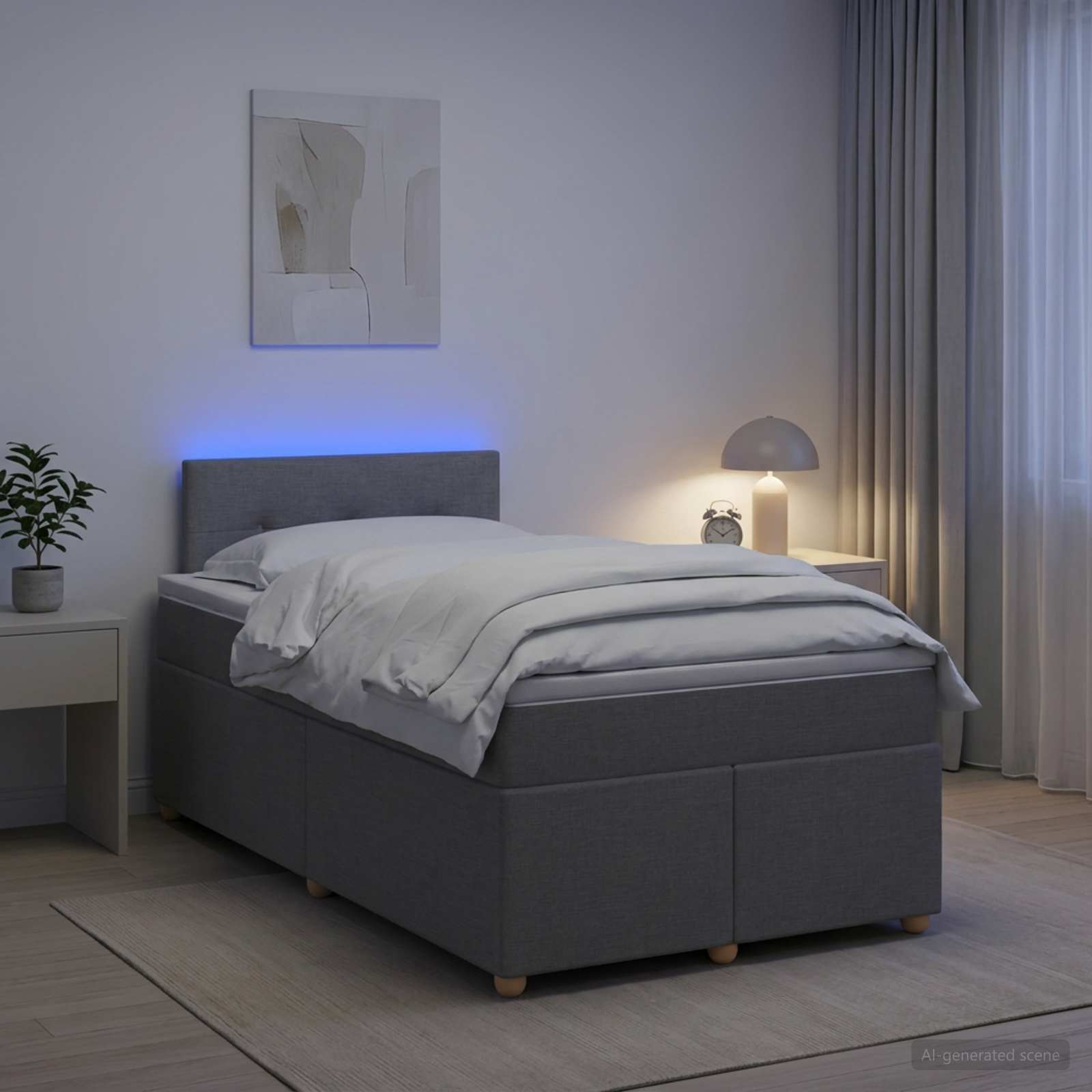 Lit boxspring avec matelas Gris clair 120 x 200 cm Tissu