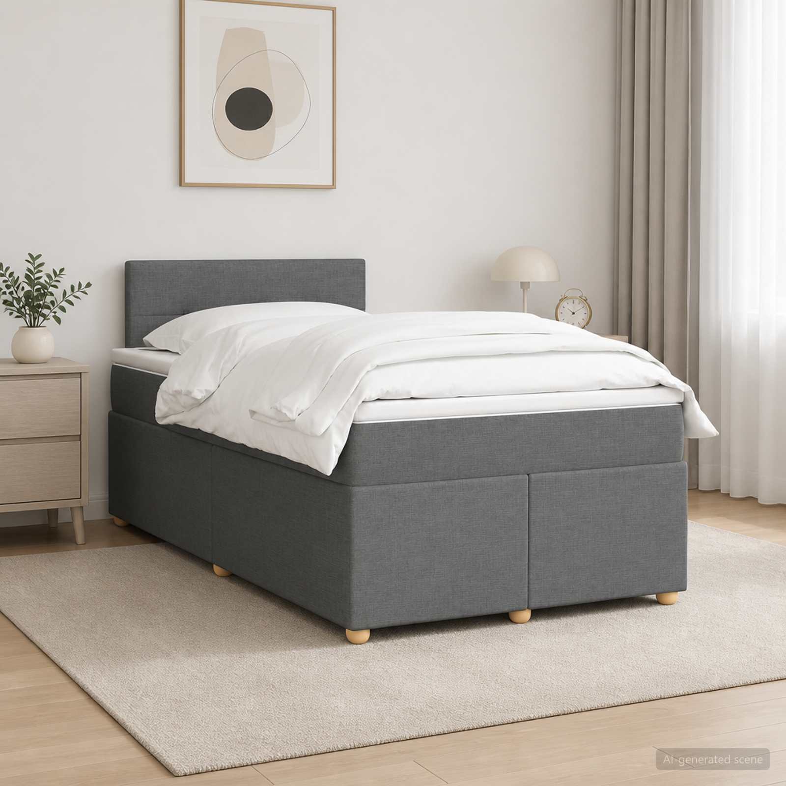 Lit boxspring avec matelas Gris foncé 120 x 190 cm Tissu