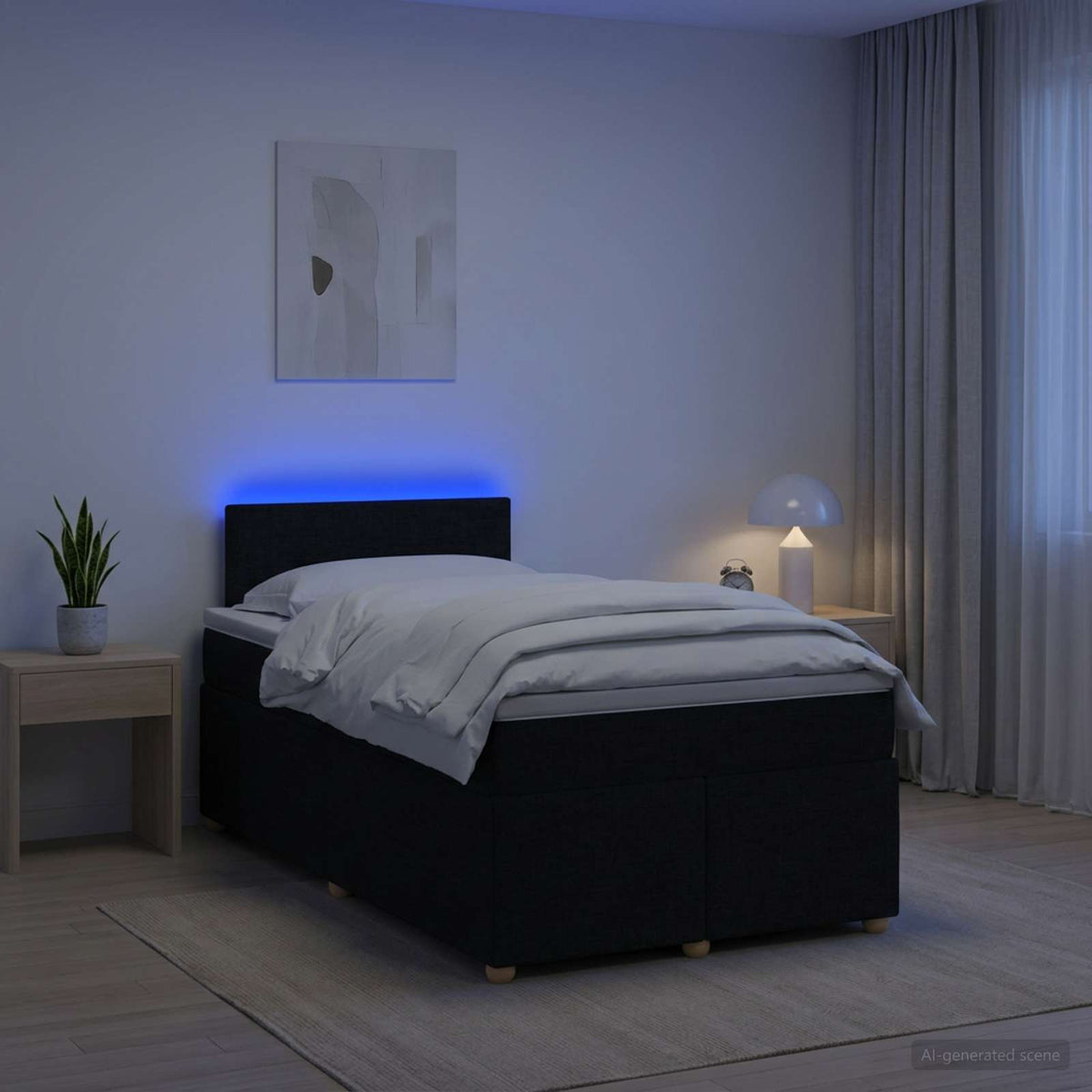 Lit boxspring avec matelas Noir 120 x 190 cm Tissu