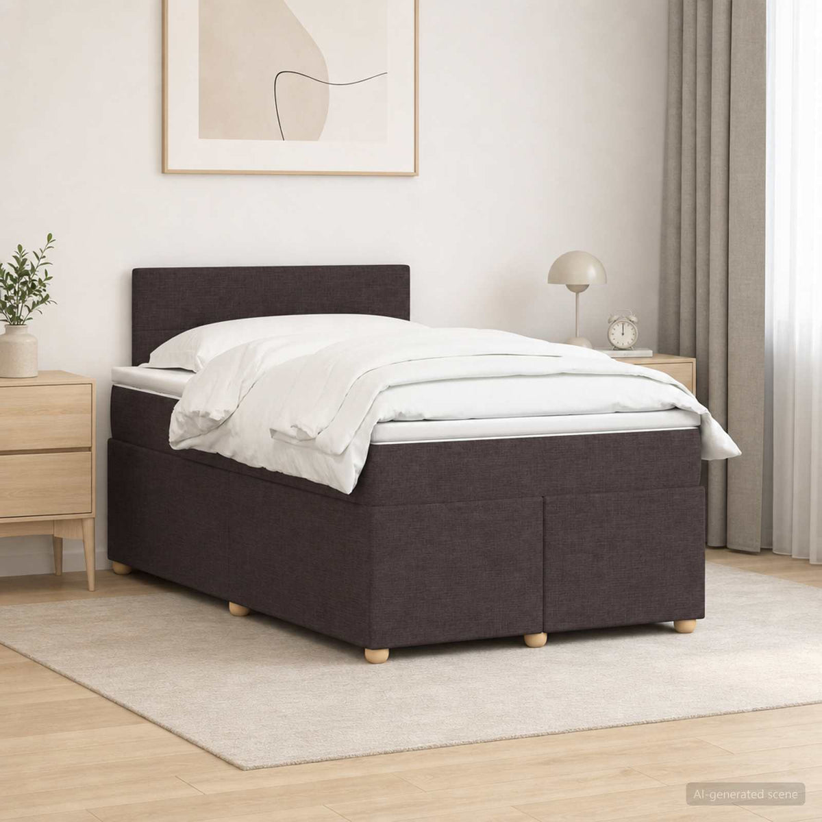 Lit boxspring avec matelas Marron foncé 120 x 190 cm Tissu