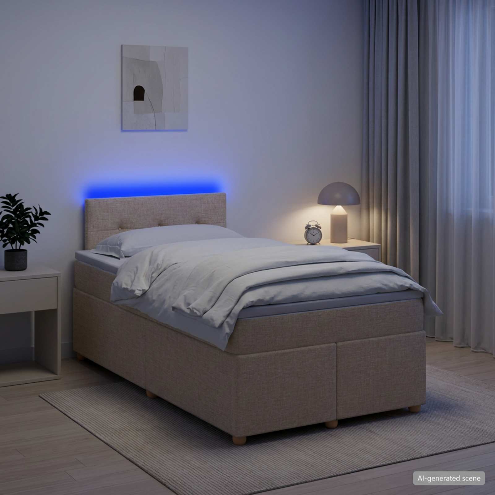 Lit boxspring avec matelas Crème 120 x 190 cm Tissu