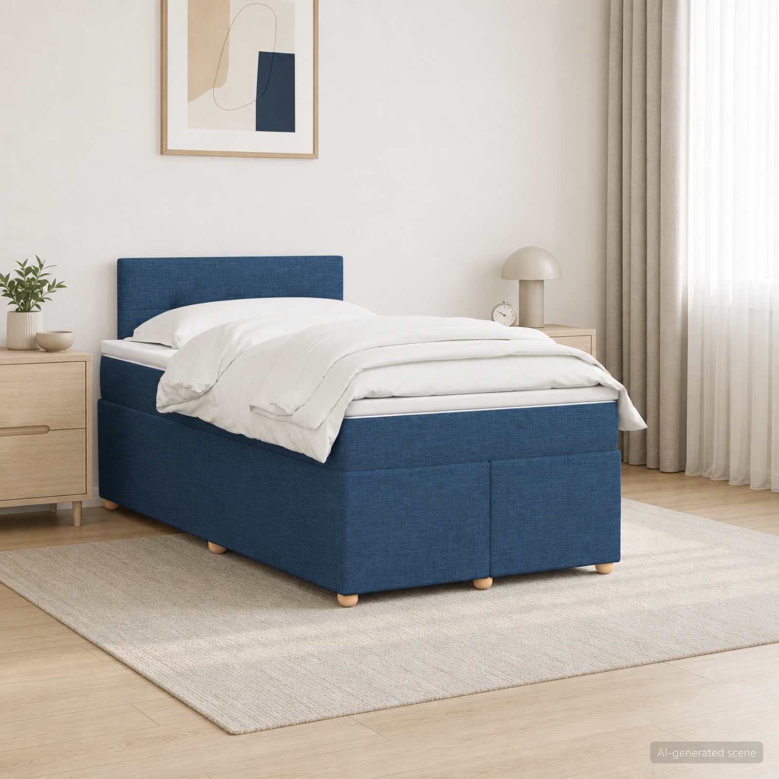 Lit boxspring avec matelas Bleu 120 x 190 cm Tissu