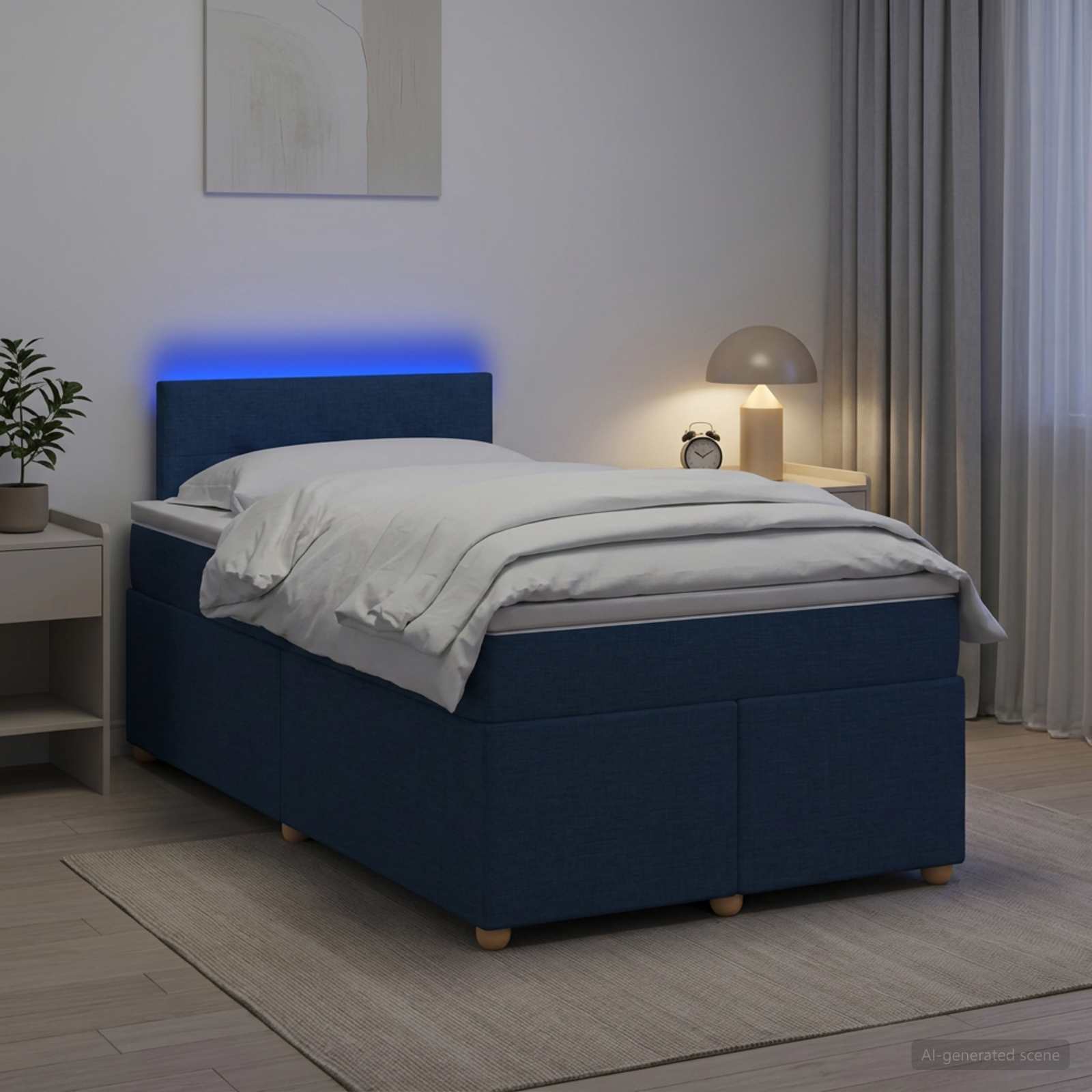 Lit boxspring avec matelas Bleu 120 x 190 cm Tissu