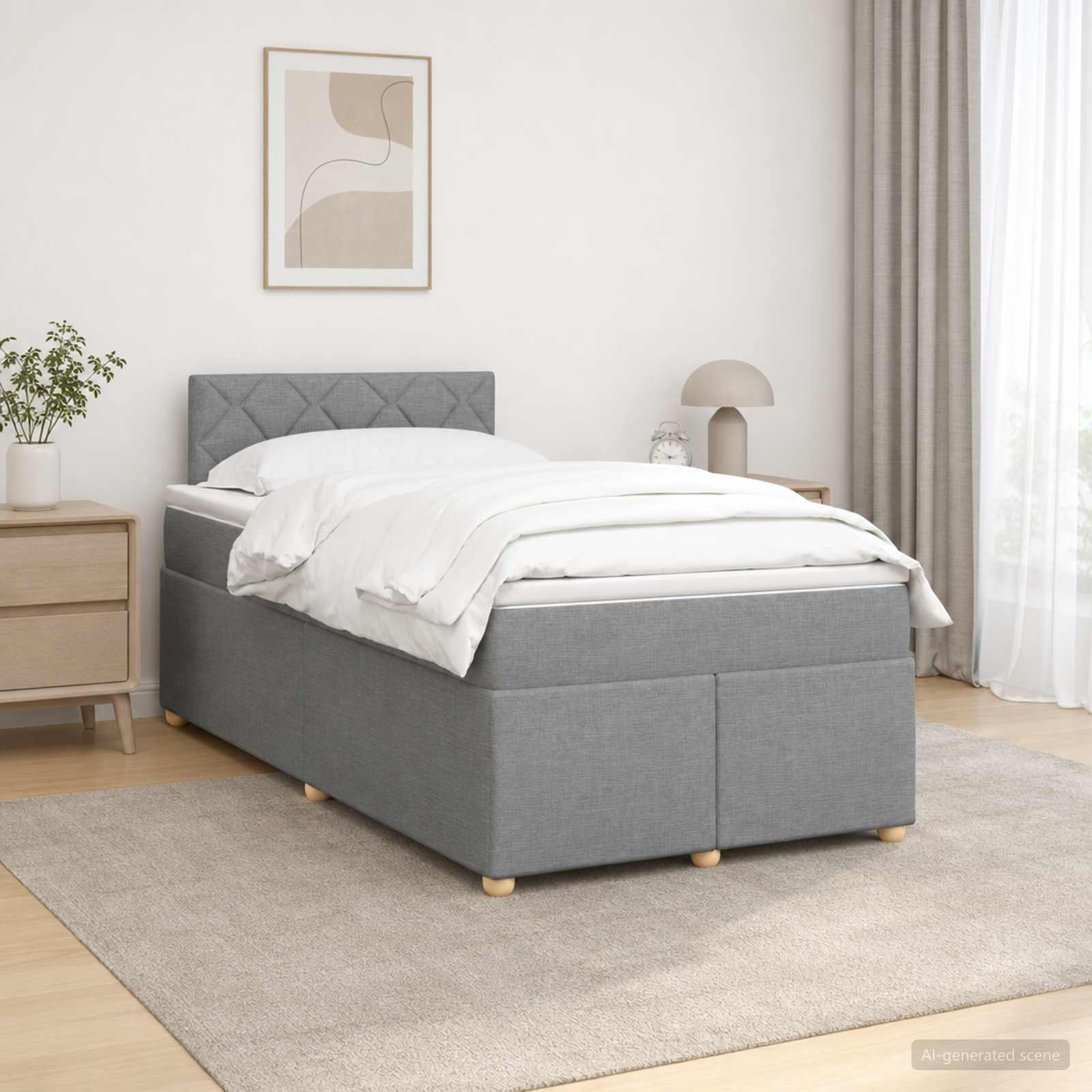 Lit boxspring avec matelas Gris clair 120 x 190 cm Tissu