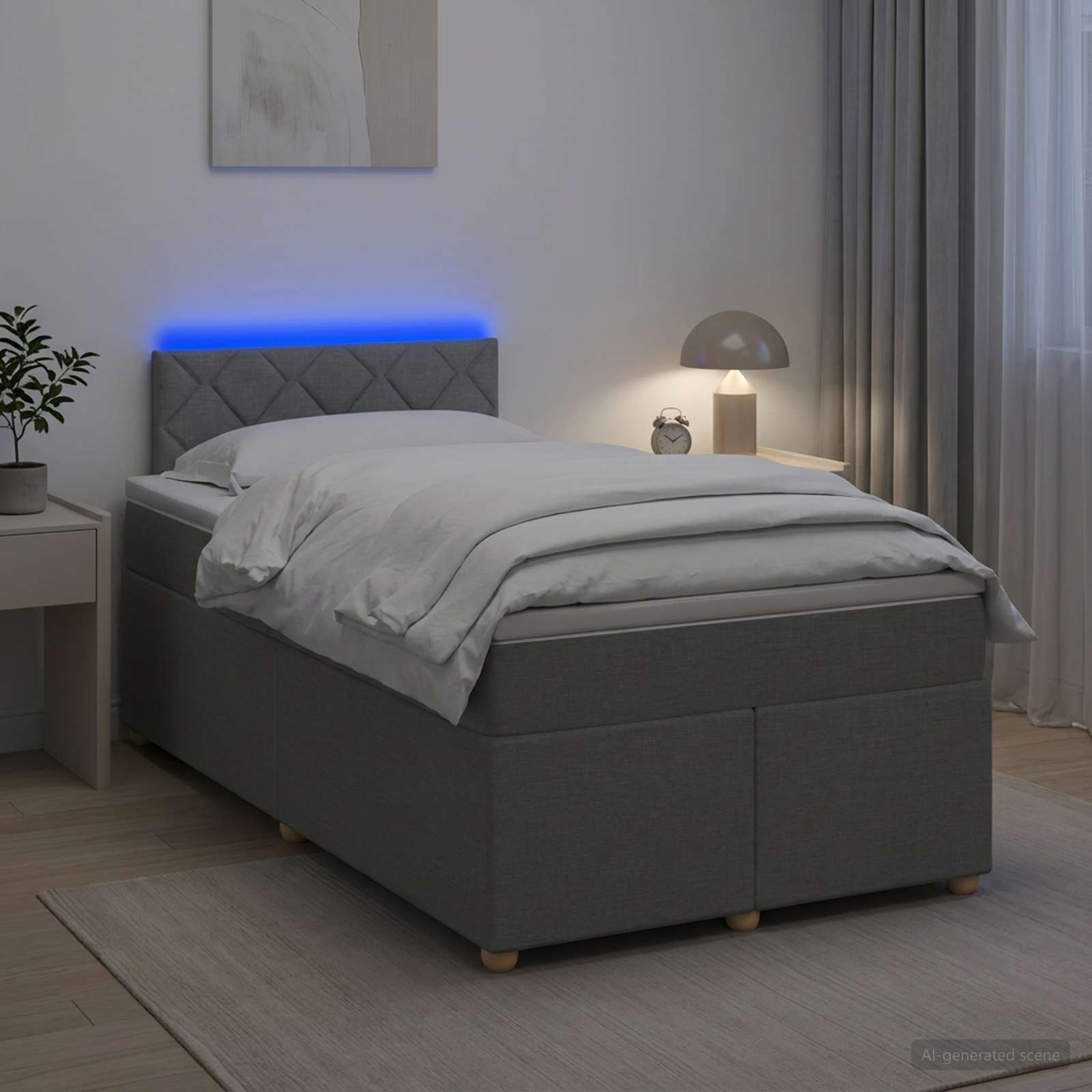 Lit boxspring avec matelas Gris clair 120 x 190 cm Tissu