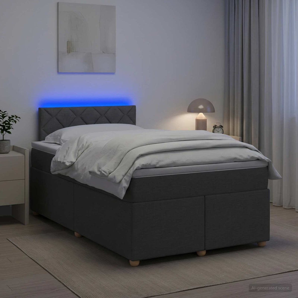 Lit boxspring avec matelas Gris foncé 120 x 190 cm Tissu