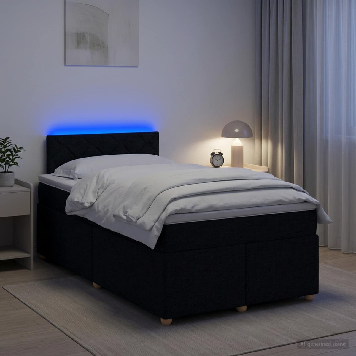 Lit boxspring avec matelas Noir 120 x 190 cm Tissu
