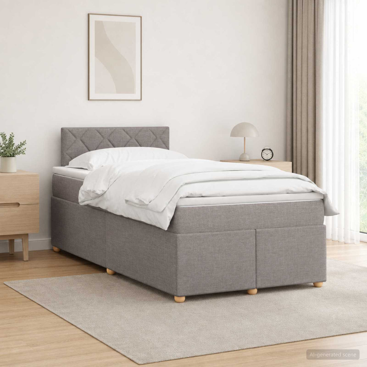 Lit boxspring avec matelas Taupe 120 x 200 cm Tissu