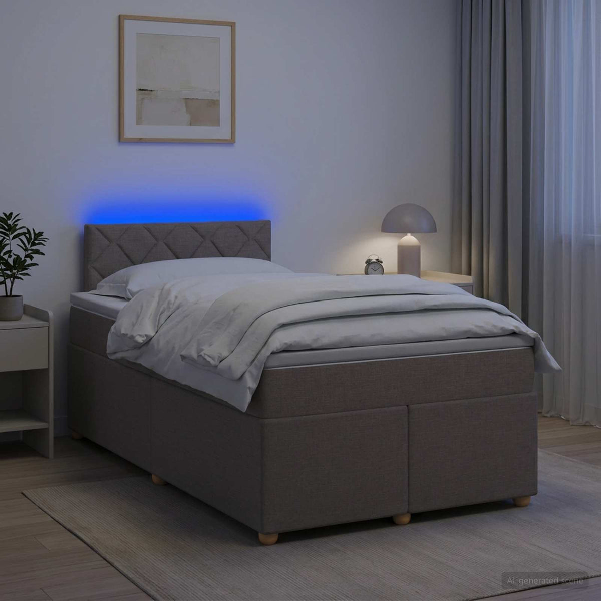 Lit boxspring avec matelas Taupe 120 x 200 cm Tissu