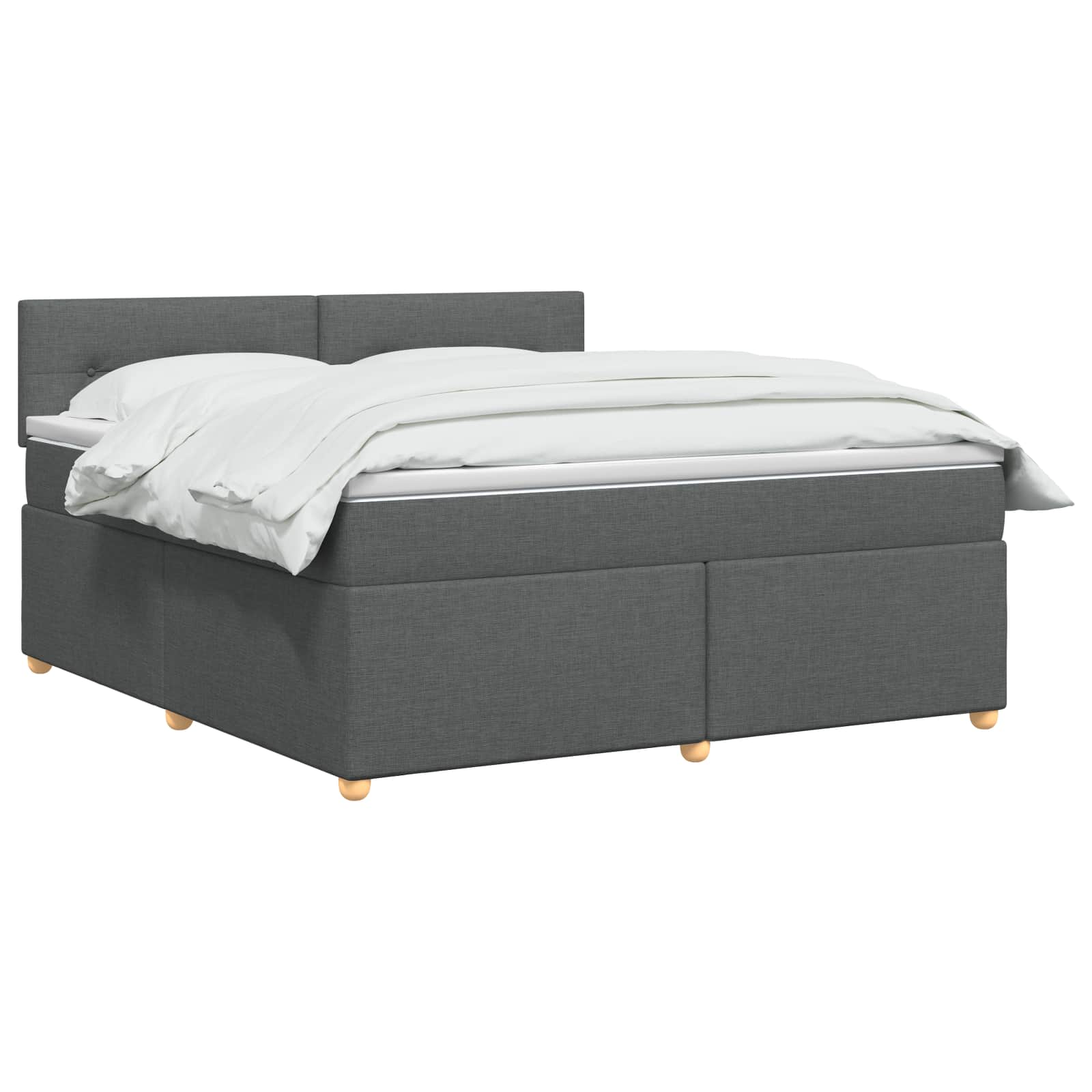 Lit boxspring avec matelas Gris foncé 140 x 190 cm Tissu - XIOS
