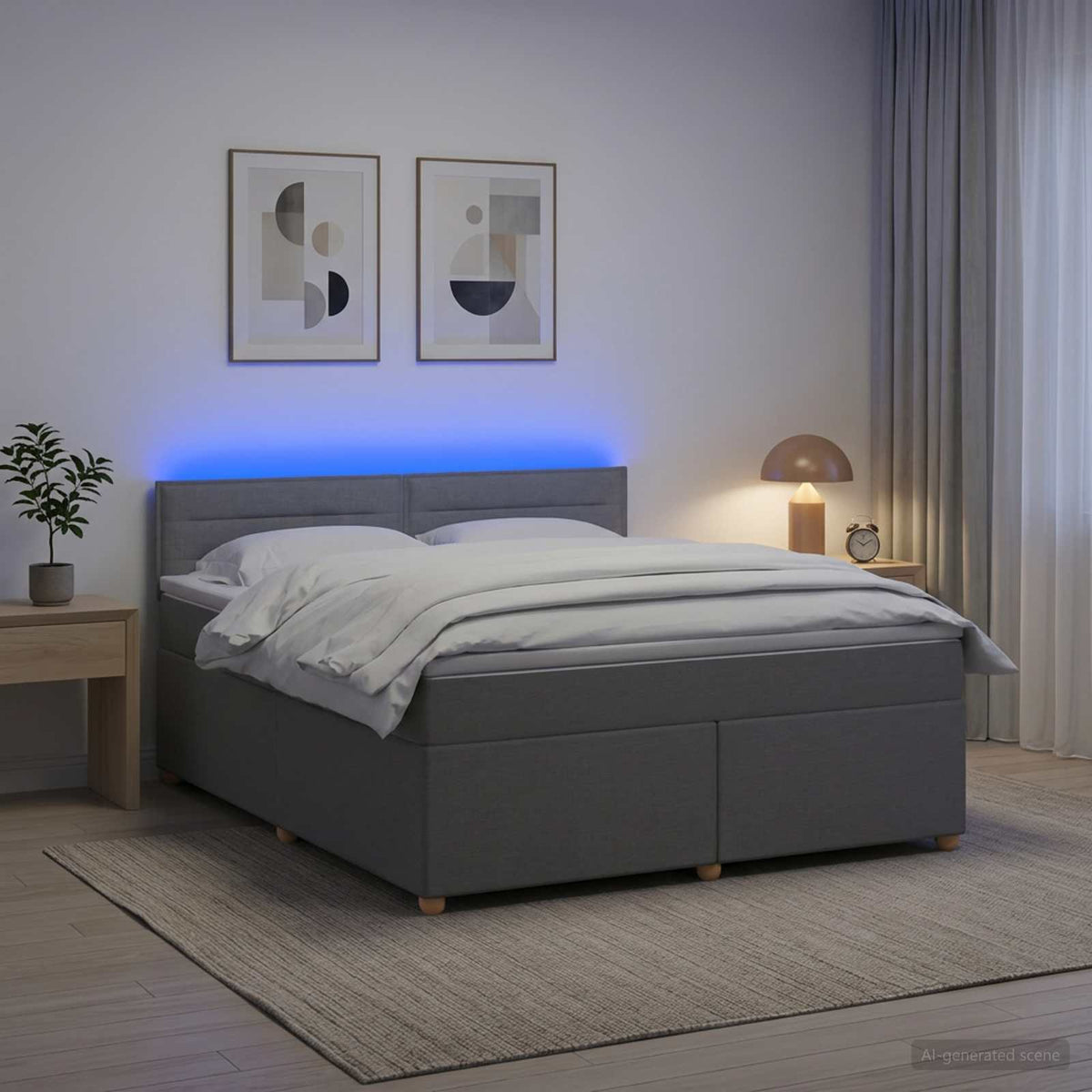 Lit boxspring avec matelas Gris clair 140 x 200 cm Tissu