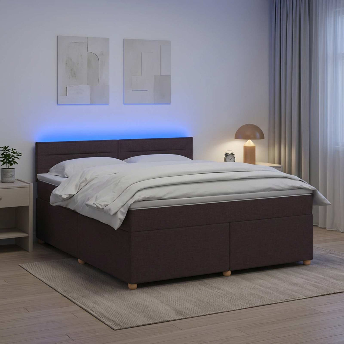 Lit boxspring avec matelas Marron foncé 140 x 190 cm Tissu
