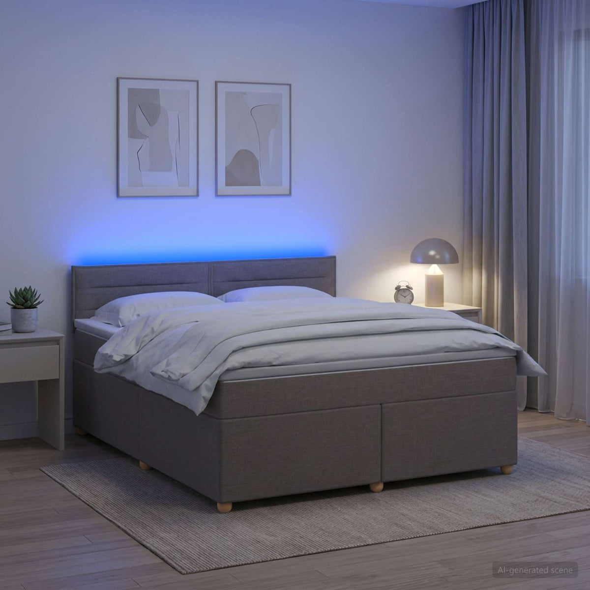 Lit boxspring avec matelas Taupe 140 x 200 cm Tissu