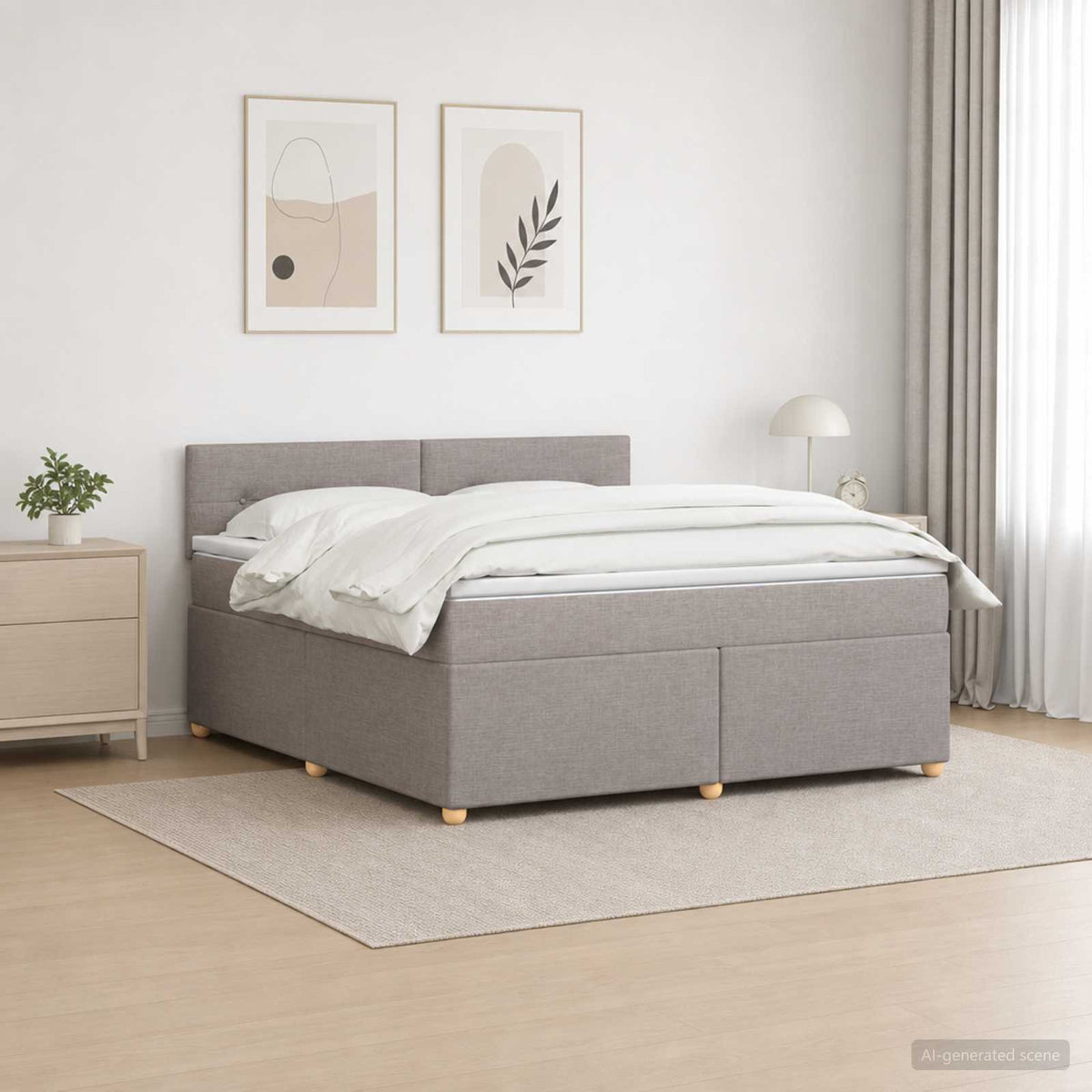 Lit boxspring avec matelas Taupe 140 x 200 cm Tissu