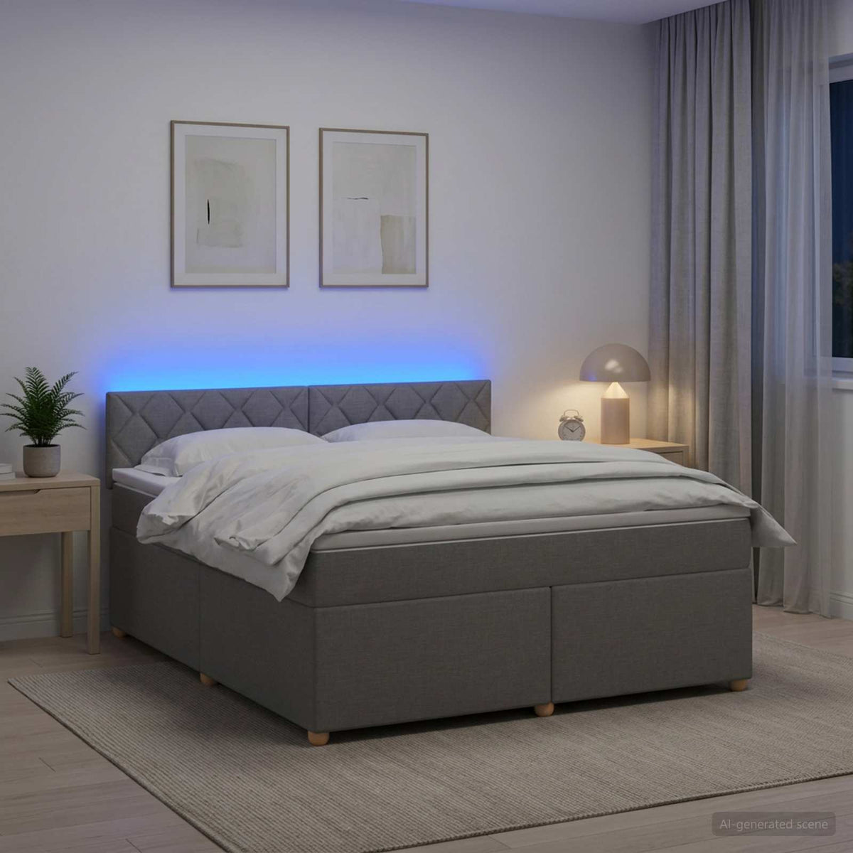 Lit boxspring avec matelas Gris clair 160 x 200 cm Tissu