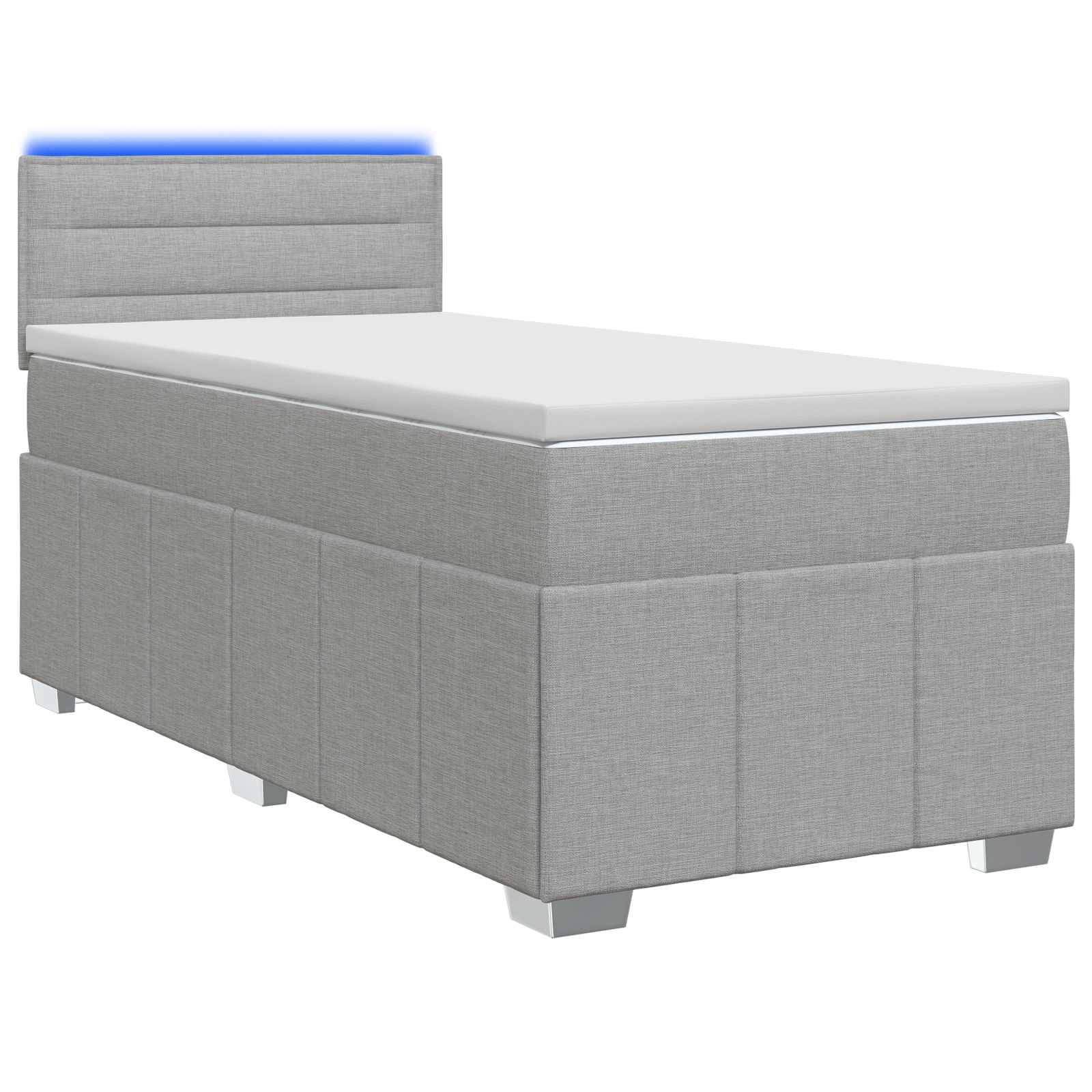 Lit boxspring avec matelas Gris clair 80 x 200 cm Tissu - XIOS