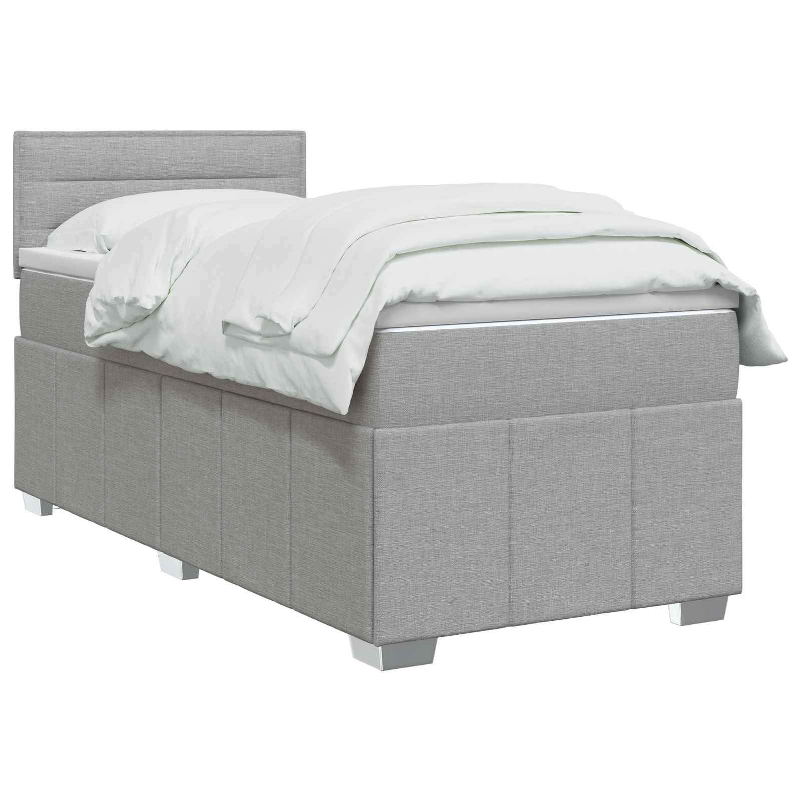 Lit boxspring avec matelas Gris clair 80 x 200 cm Tissu - XIOS