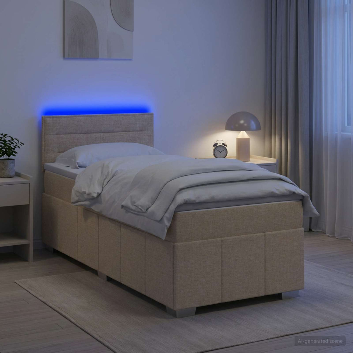 Lit boxspring avec matelas Crème 80 x 200 cm Tissu