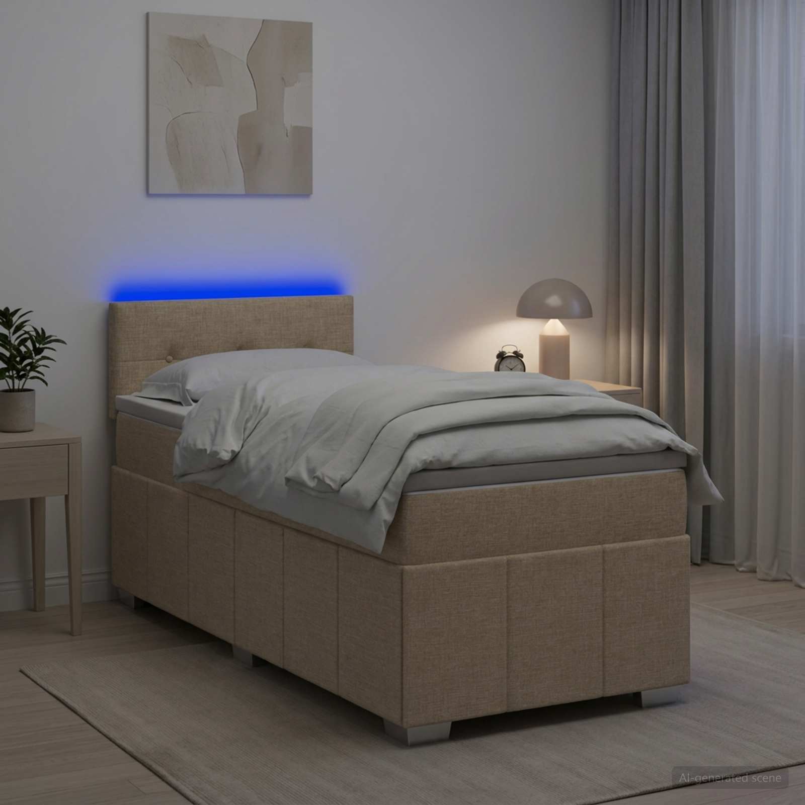 Lit boxspring avec matelas Crème 100 x 200 cm Tissu