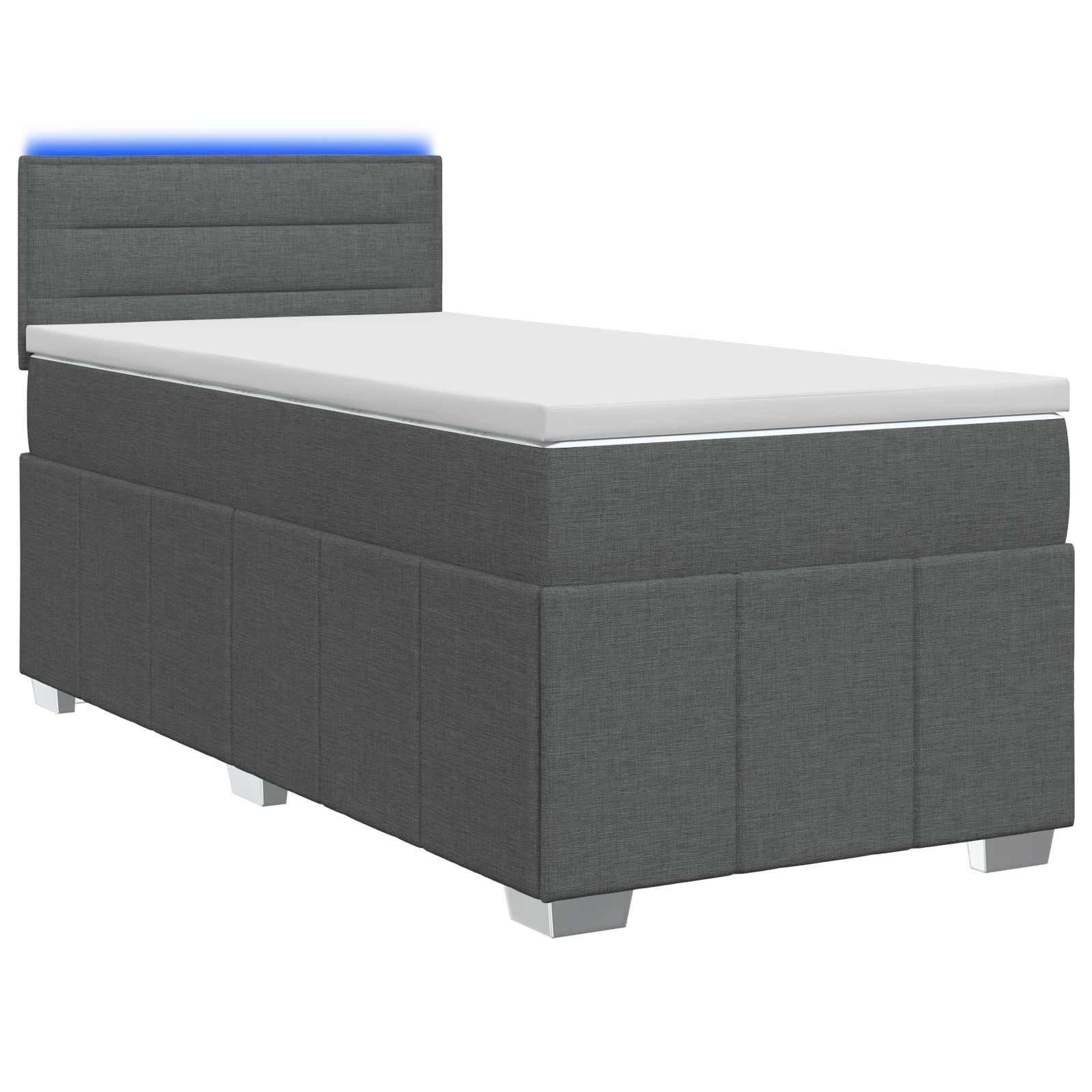 Lit boxspring avec matelas Gris foncé 90 x 190 cm Tissu - XIOS