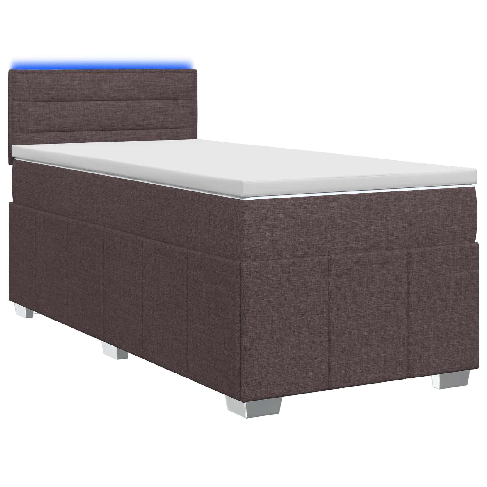 Lit boxspring avec matelas Marron foncé 90 x 200 cm Tissu