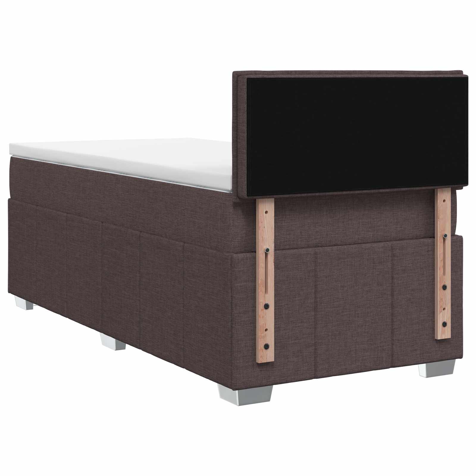 Lit boxspring avec matelas Marron foncé 90 x 200 cm Tissu