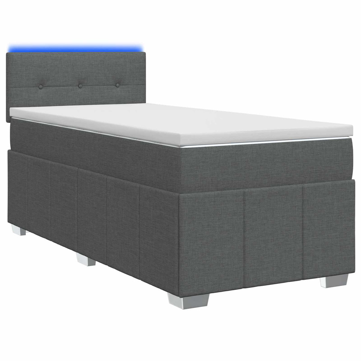 Lit boxspring avec matelas Gris foncé 90 x 200 cm Tissu