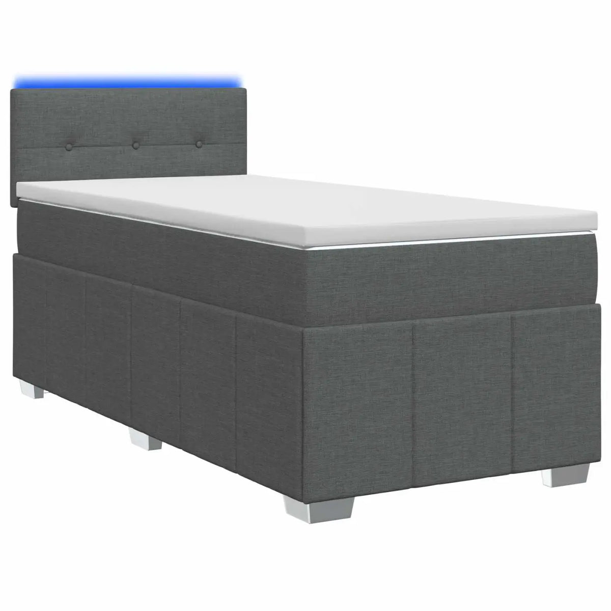 Lit boxspring avec matelas Gris foncé 90 x 200 cm Tissu - XIOS