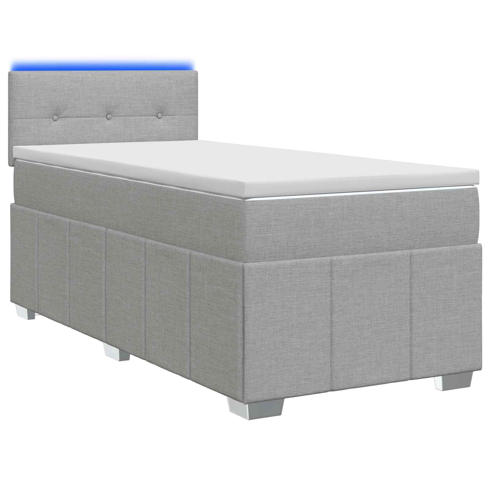 Lit boxspring avec matelas Gris clair 100 x 200 cm Tissu