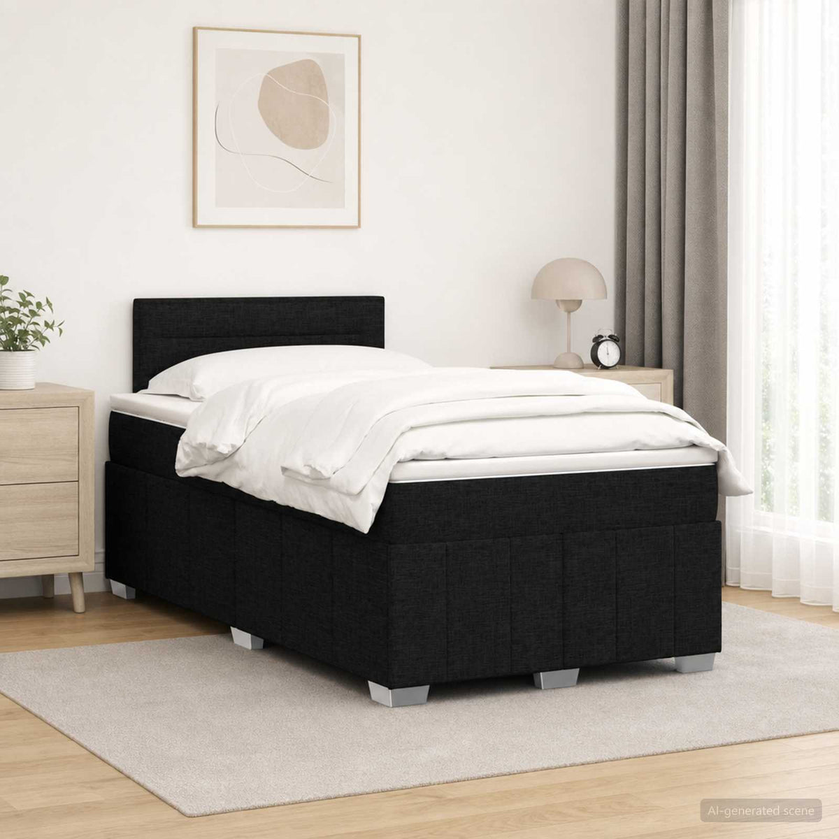 Lit boxspring avec matelas Noir 120 x 190 cm Tissu