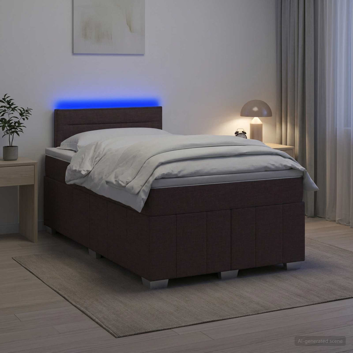Lit boxspring avec matelas Marron foncé 120 x 190 cm Tissu