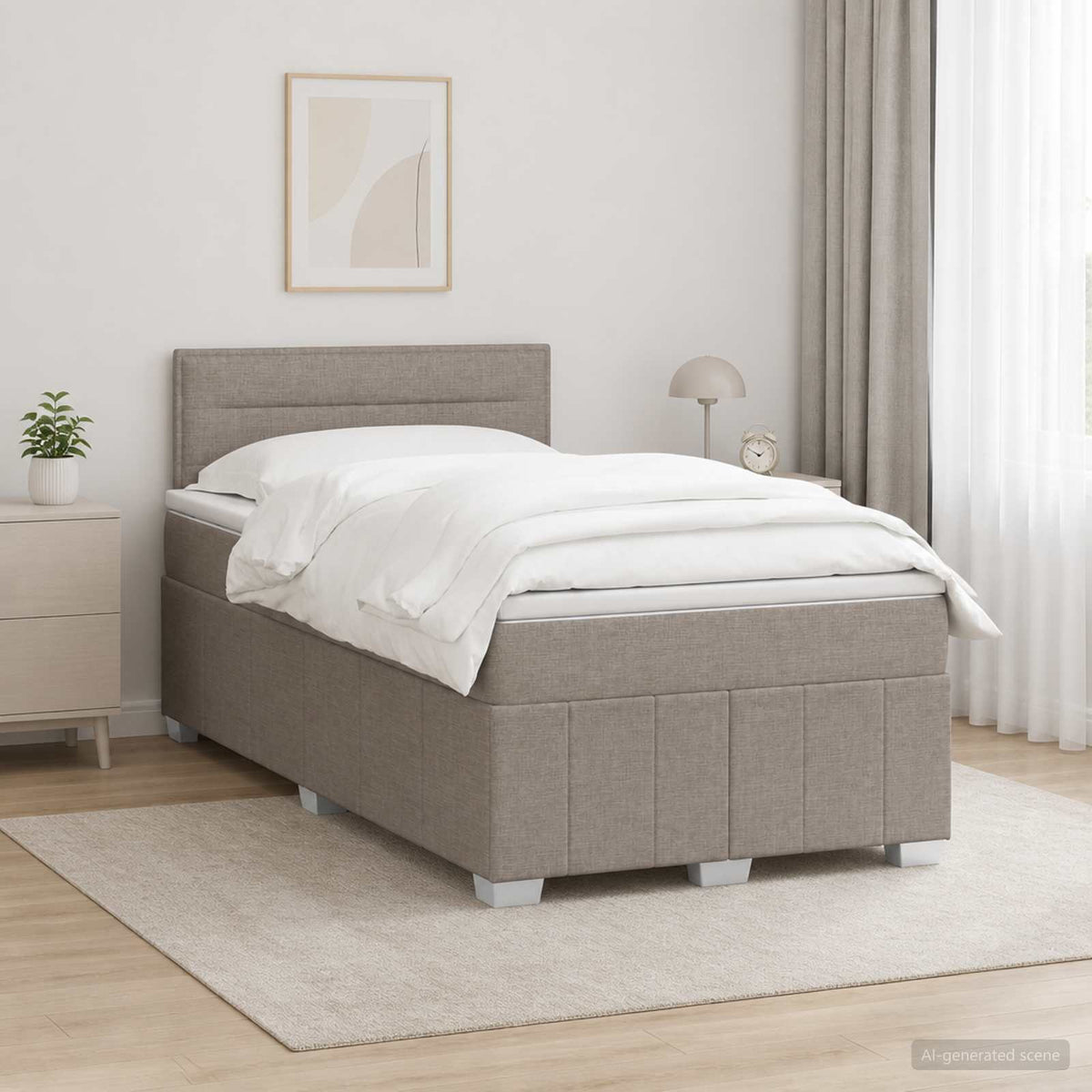 Lit boxspring avec matelas Taupe 120 x 190 cm Tissu