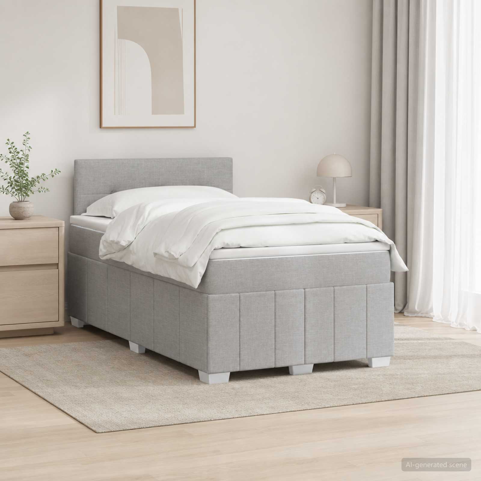 Lit boxspring avec matelas Gris clair 120 x 190 cm Tissu
