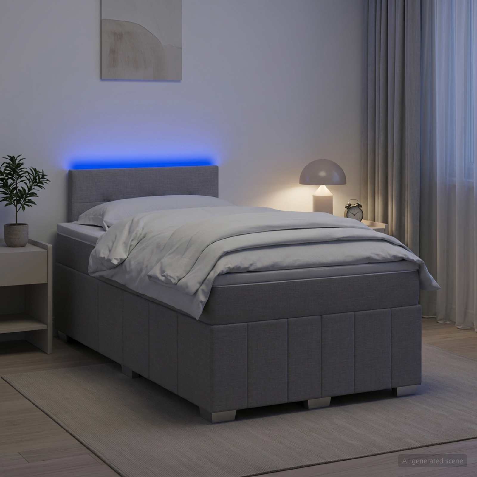 Lit boxspring avec matelas Gris clair 120 x 190 cm Tissu