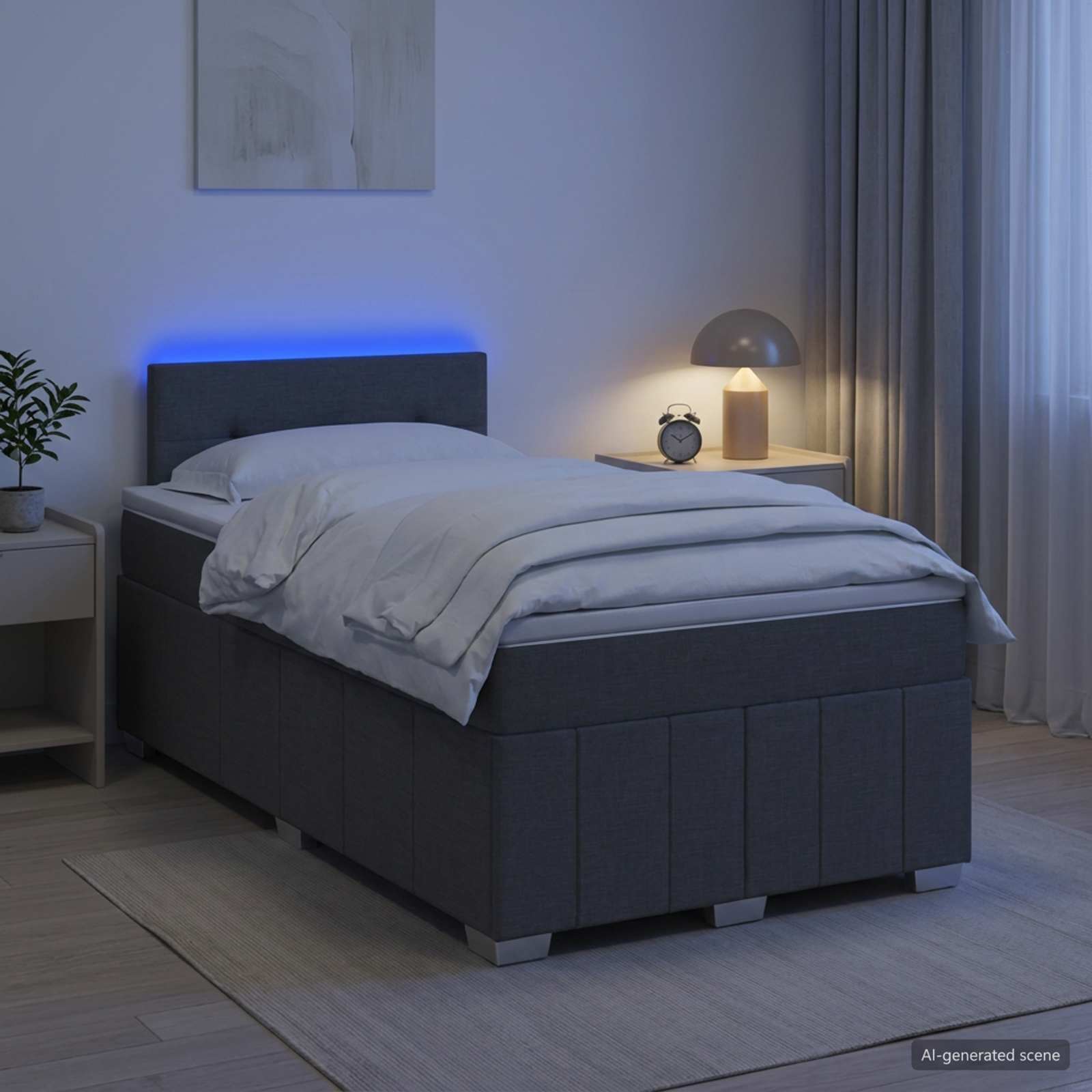 Lit boxspring avec matelas Gris foncé 120 x 200 cm Tissu