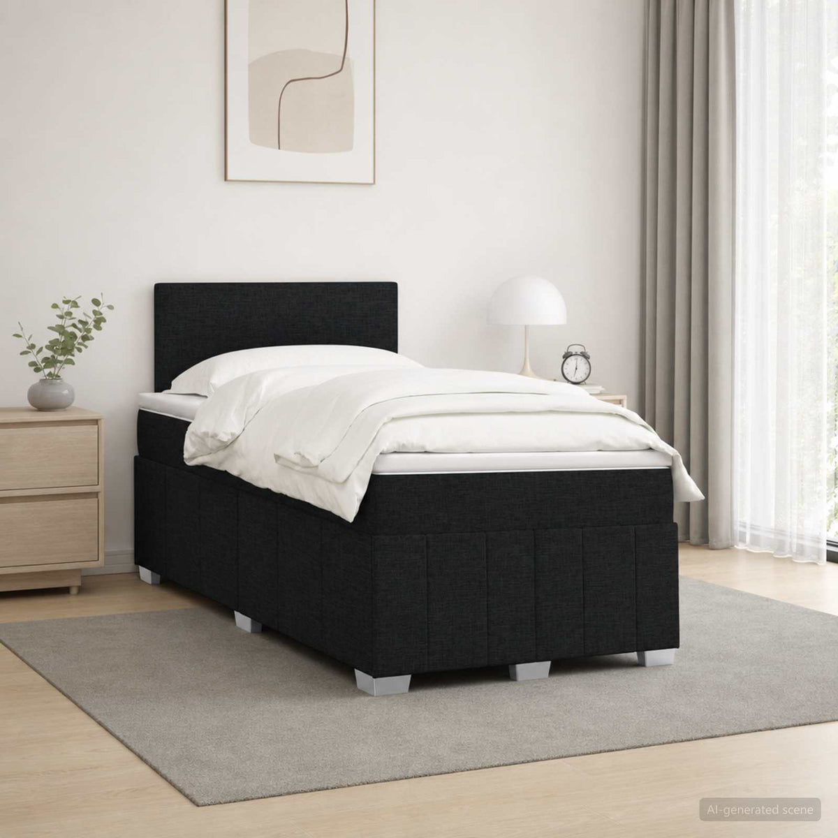 Lit boxspring avec matelas Noir 120 x 190 cm Tissu