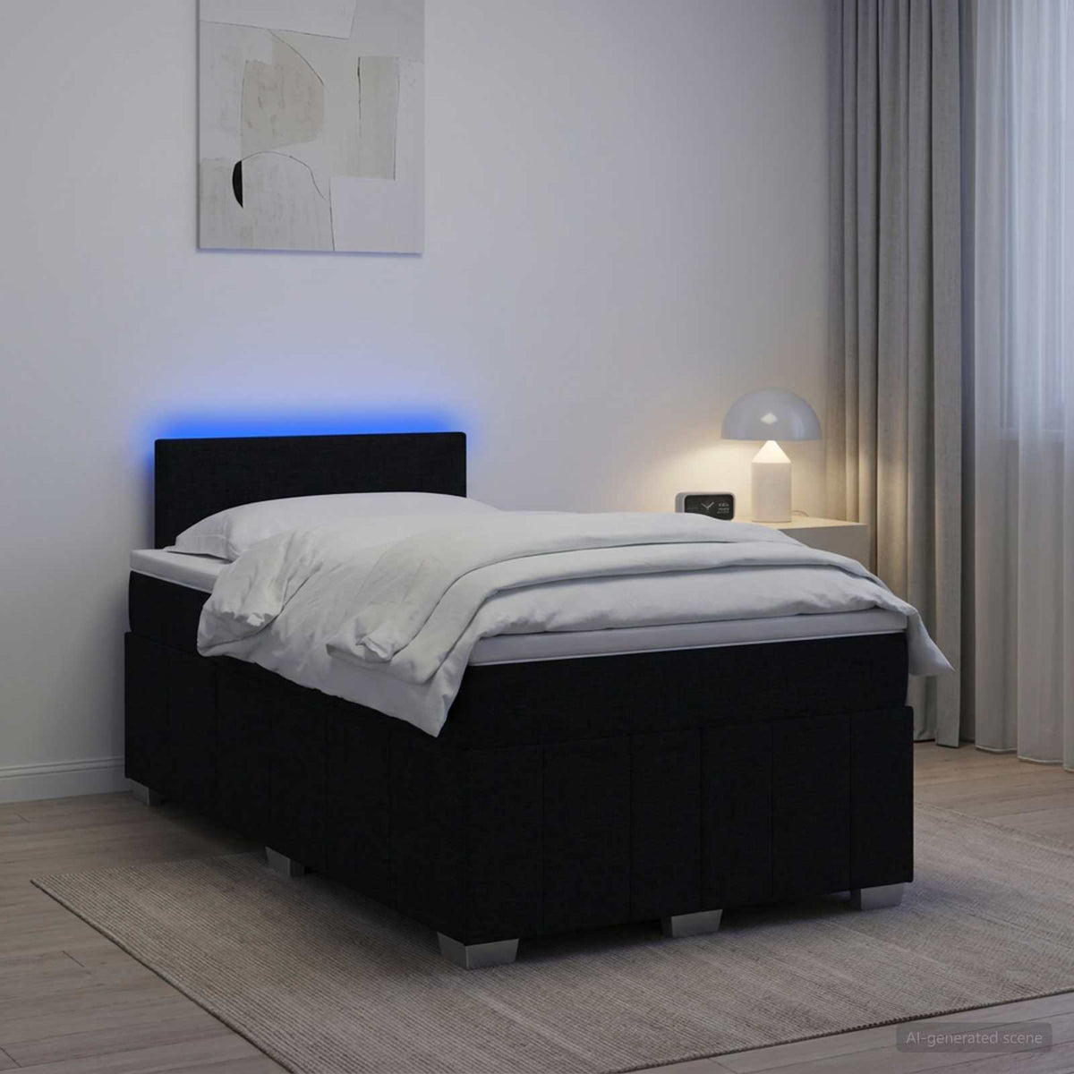 Lit boxspring avec matelas Noir 120 x 190 cm Tissu