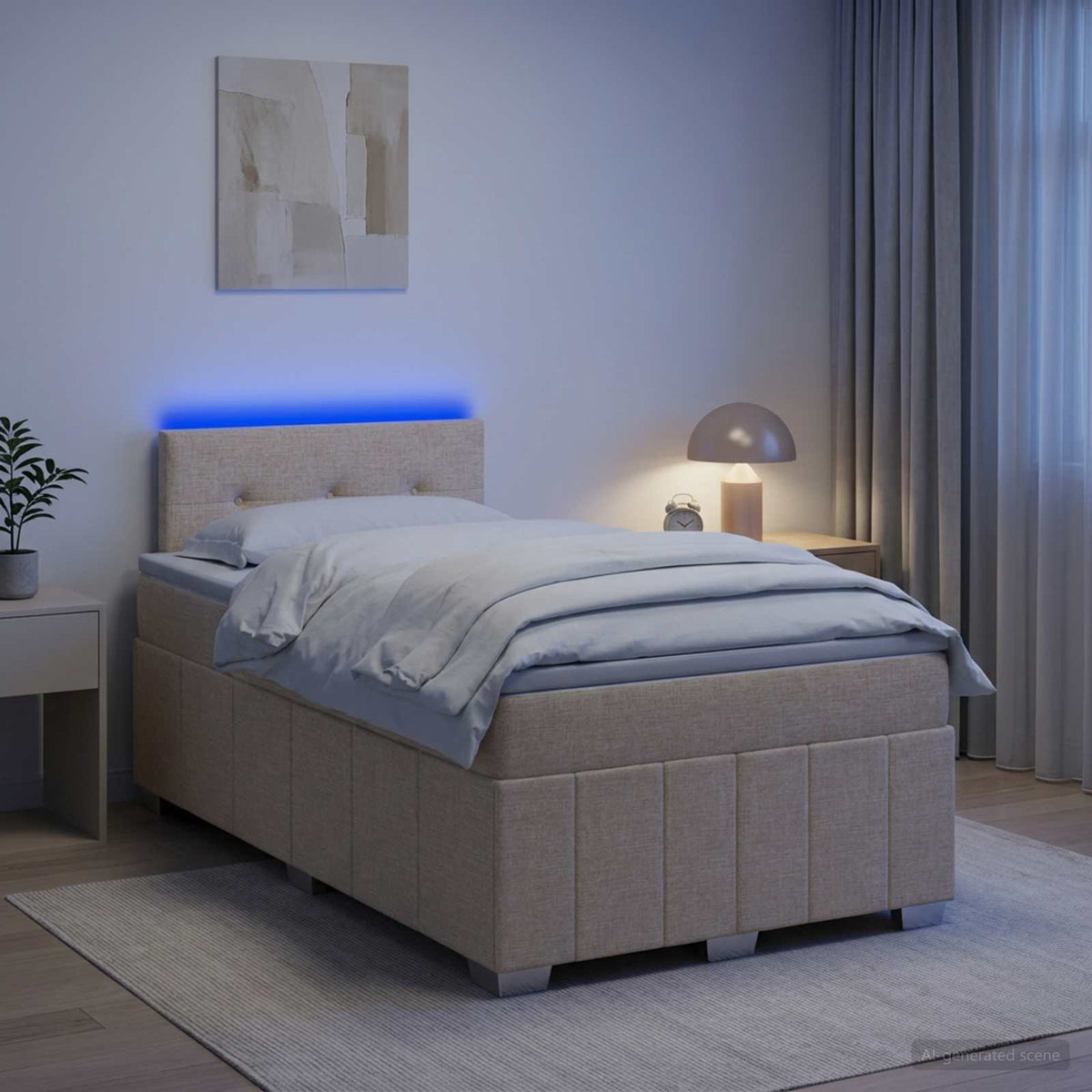 Lit boxspring avec matelas Crème 120 x 190 cm Tissu