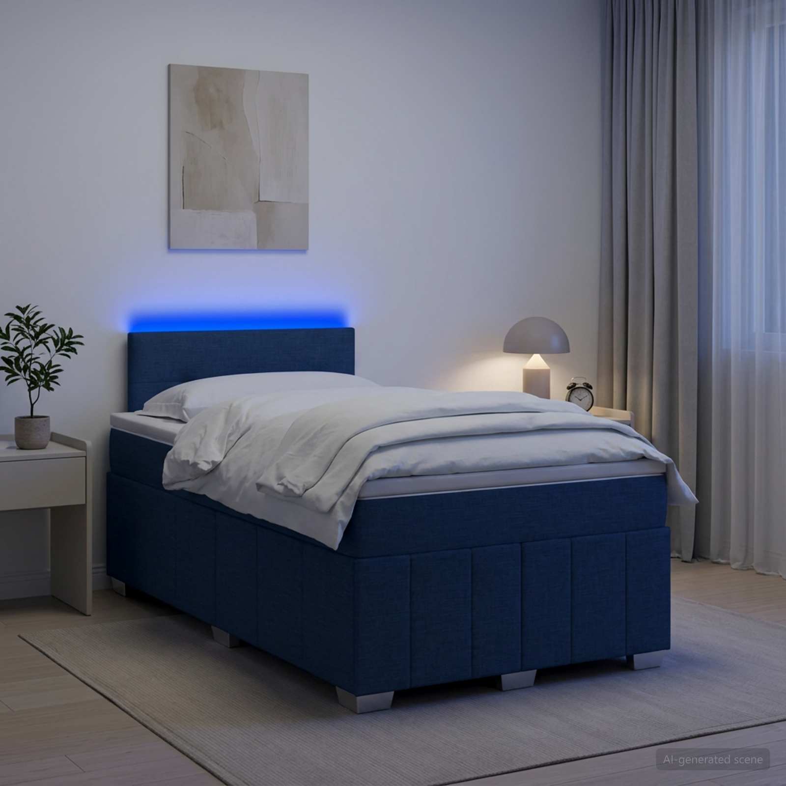 Lit boxspring avec matelas Bleu 120 x 190 cm Tissu