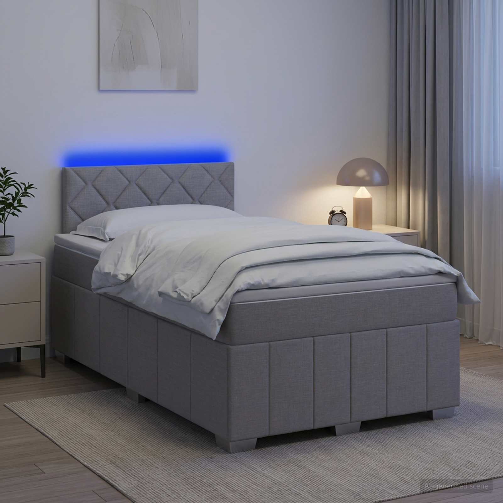 Lit boxspring avec matelas Gris clair 120 x 190 cm Tissu