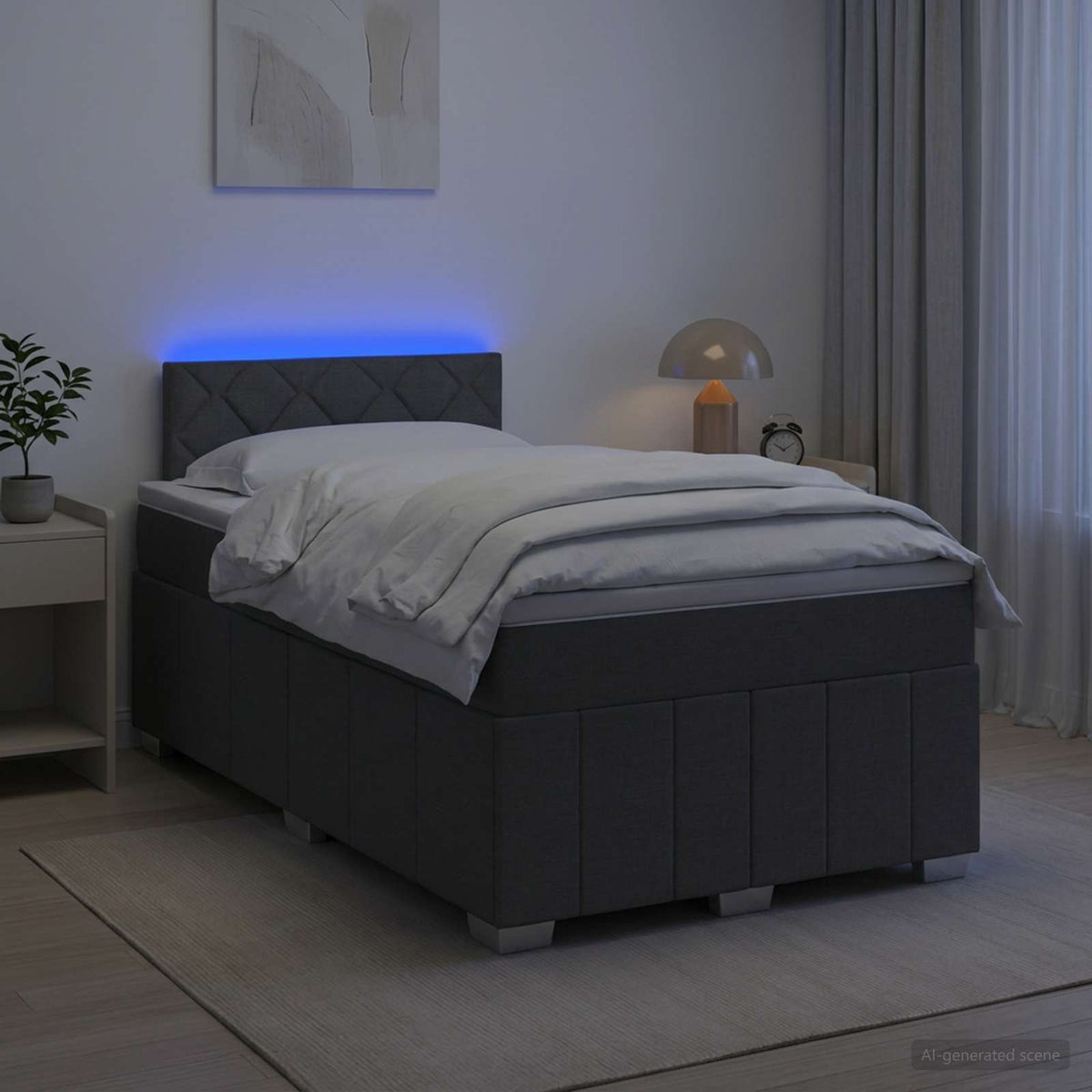 Lit boxspring avec matelas Gris foncé 120 x 200 cm Tissu