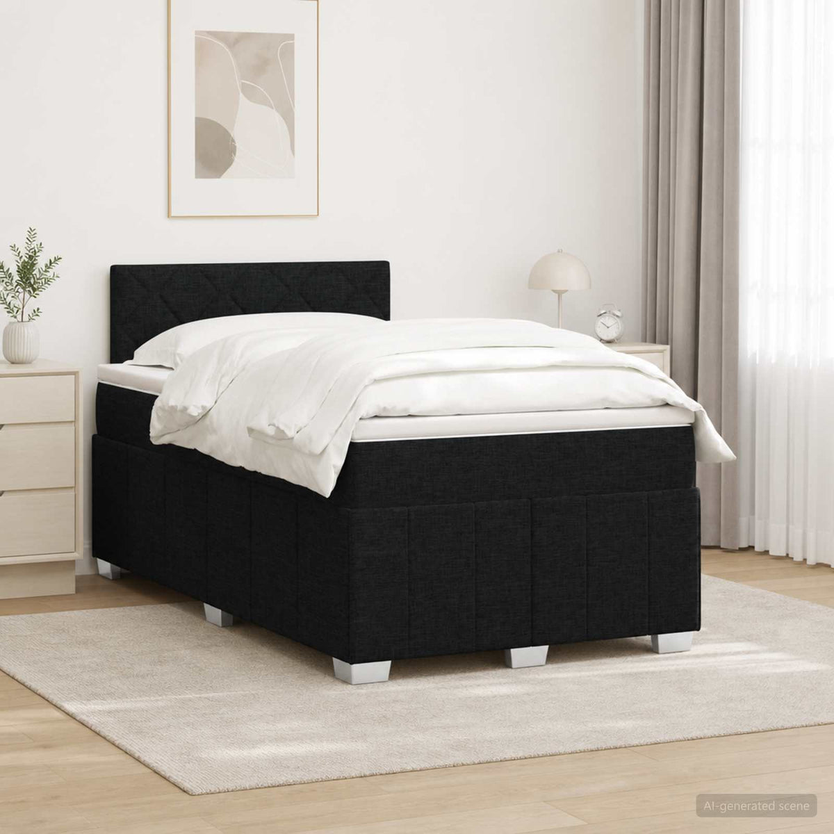 Lit boxspring avec matelas Noir 120 x 190 cm Tissu