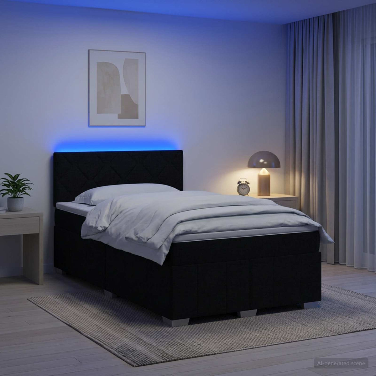 Lit boxspring avec matelas Noir 120 x 190 cm Tissu