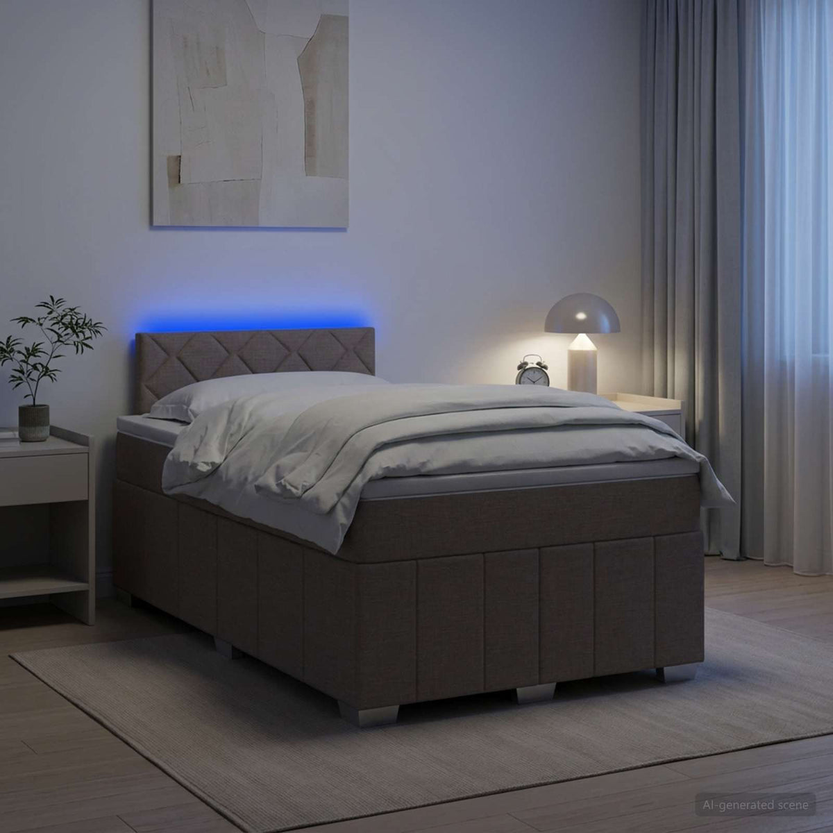 Lit boxspring avec matelas Taupe 120 x 200 cm Tissu