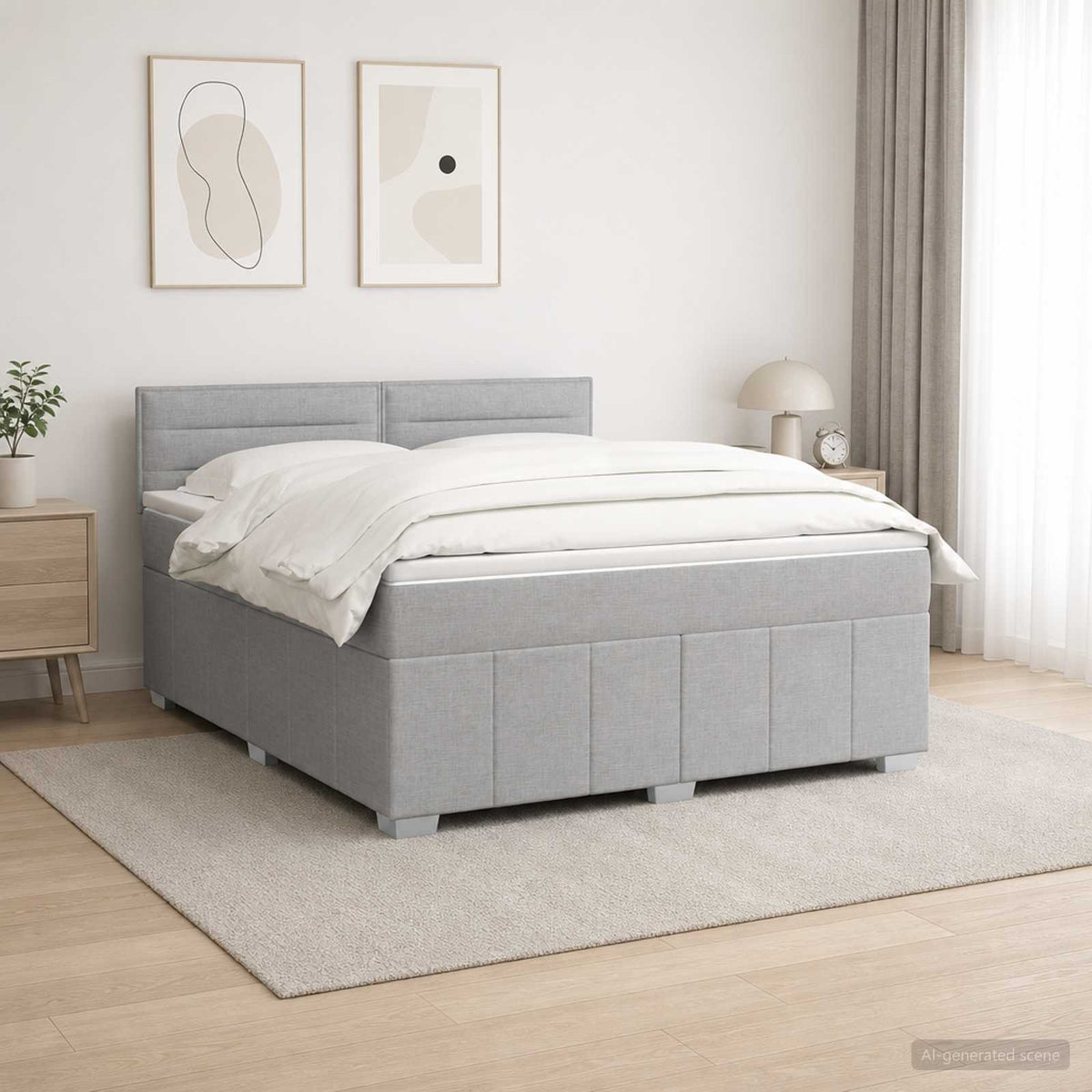Lit boxspring avec matelas Gris clair 140 x 200 cm Tissu