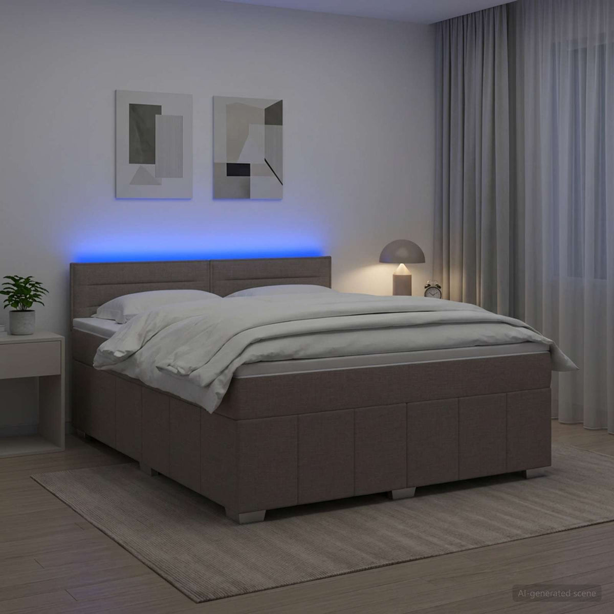Lit boxspring avec matelas Taupe 140 x 200 cm Tissu