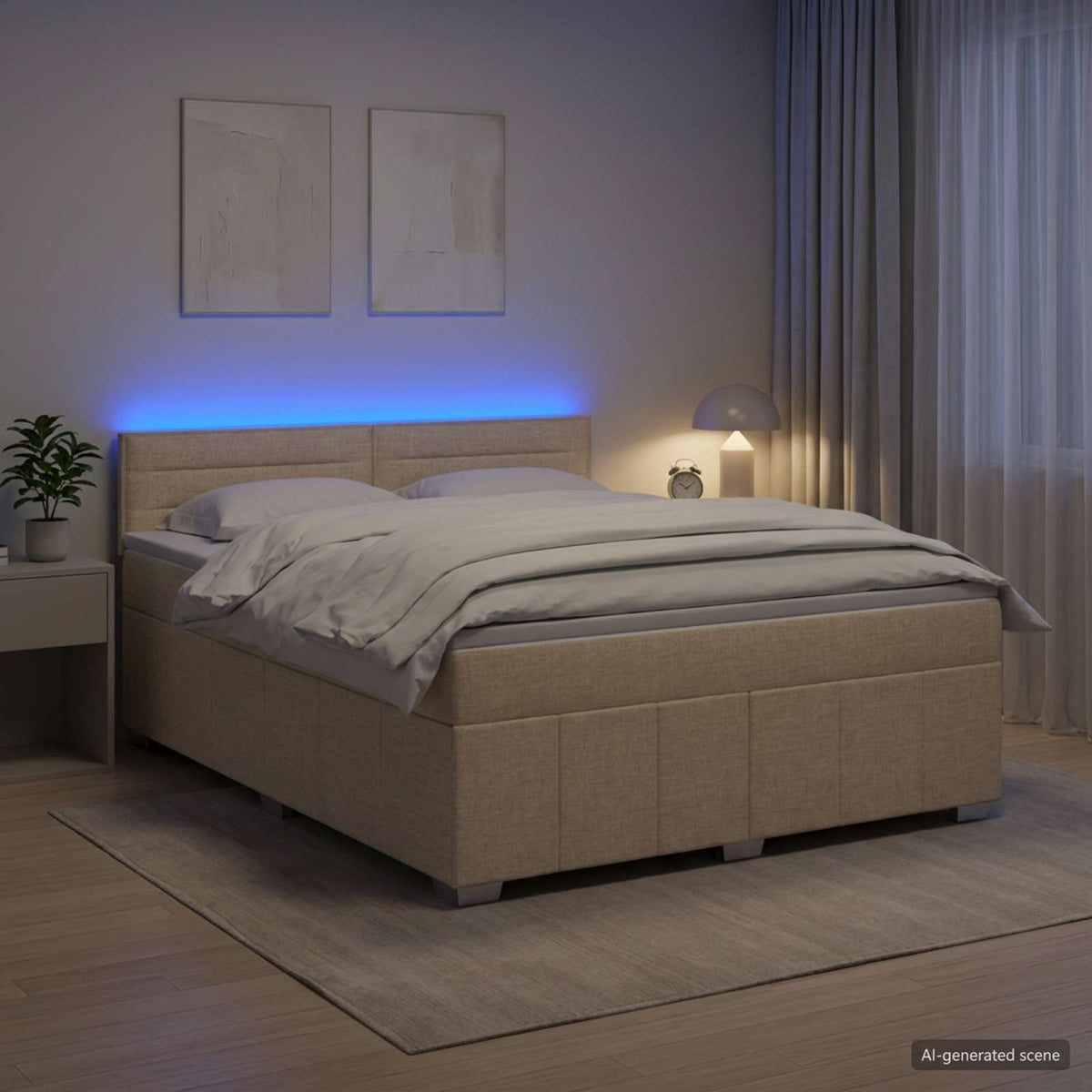 Lit boxspring avec matelas Crème 140 x 190 cm Tissu