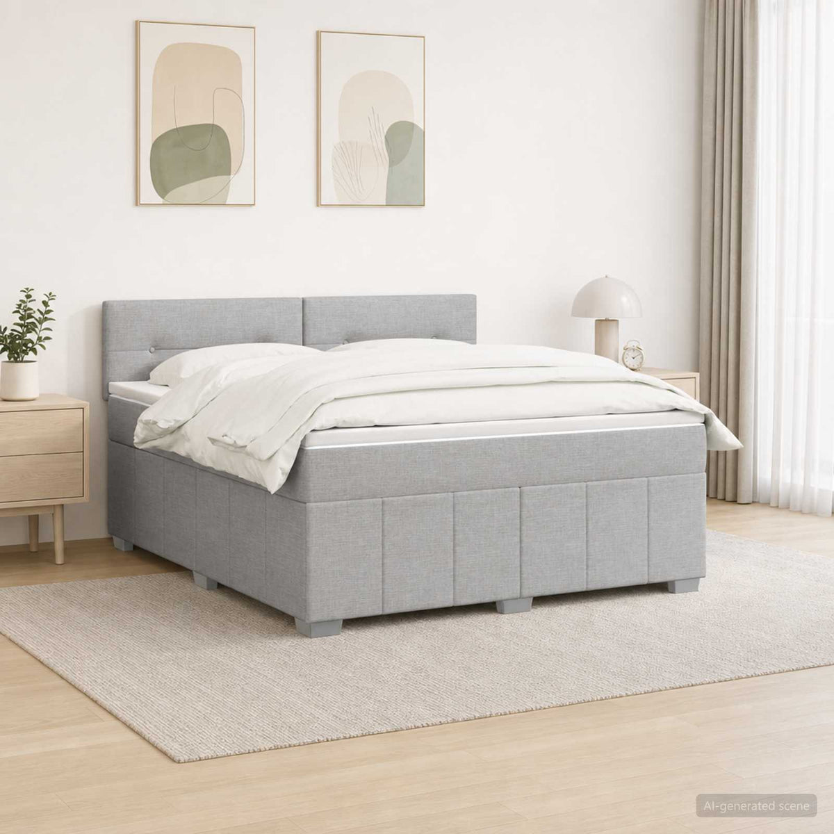 Lit boxspring avec matelas Gris clair 140 x 200 cm Tissu